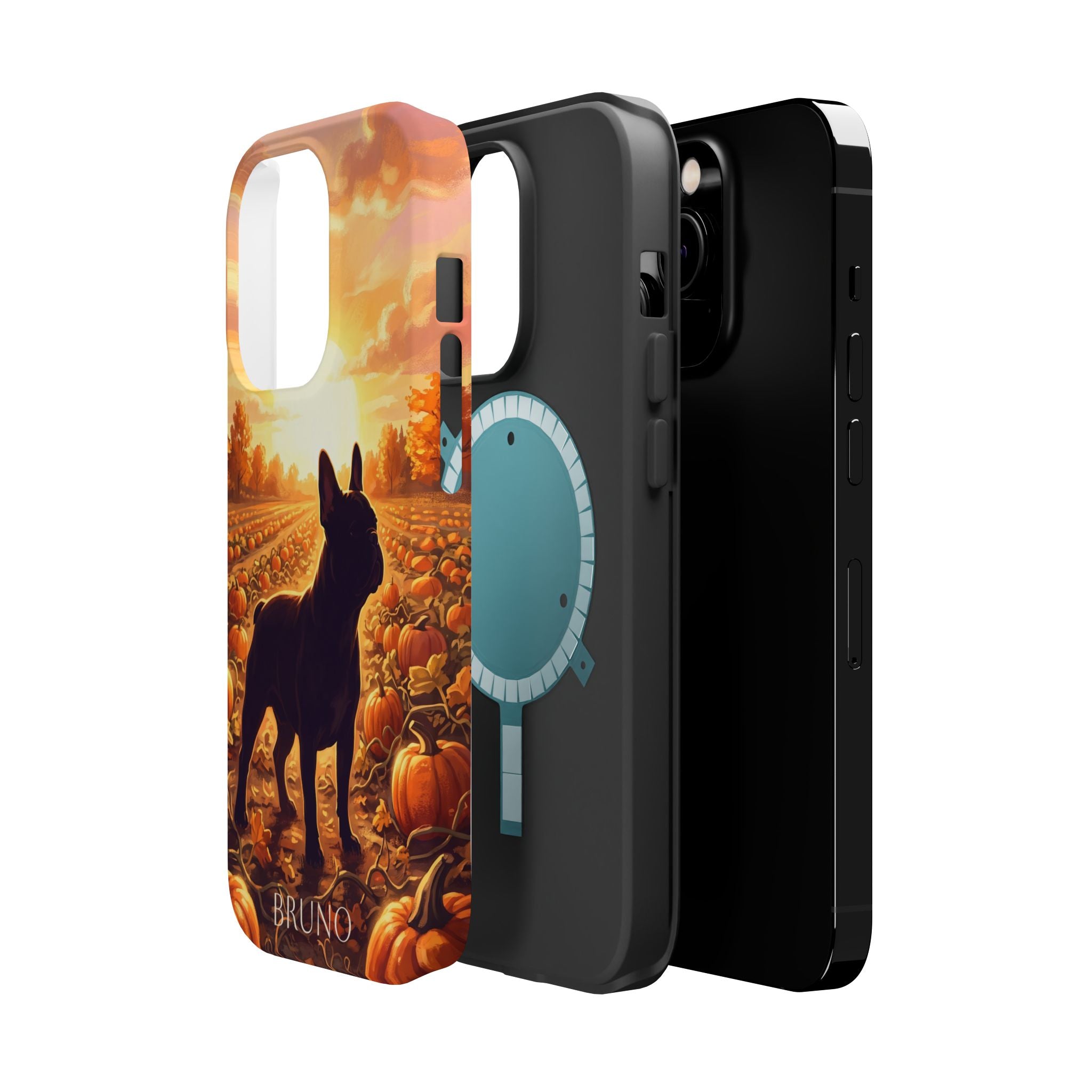 Personalized French Bulldog Pumpkin Patch Phone Case — Wireless Charging Cover