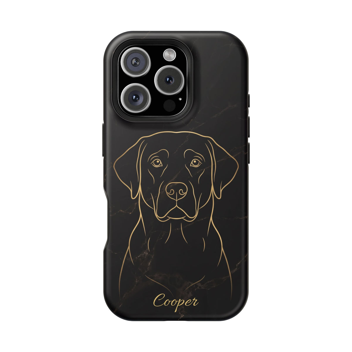 Personalized Gold Line Art Labrador Phone Case — Tough Magnetic Case with Wireless Charging