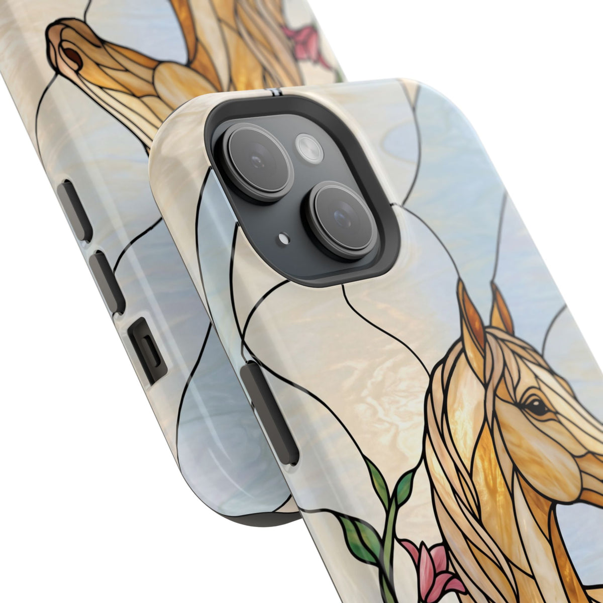 Floral Stained Glass Horse Phone Case — Tough Magnetic Case with Wireless Charging