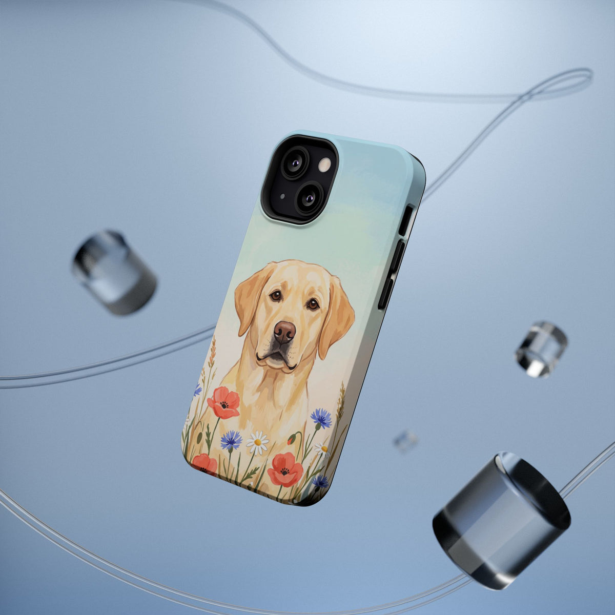 Labrador Wildflower Painting Phone Case — Tough Magnetic Case with Wireless Charging