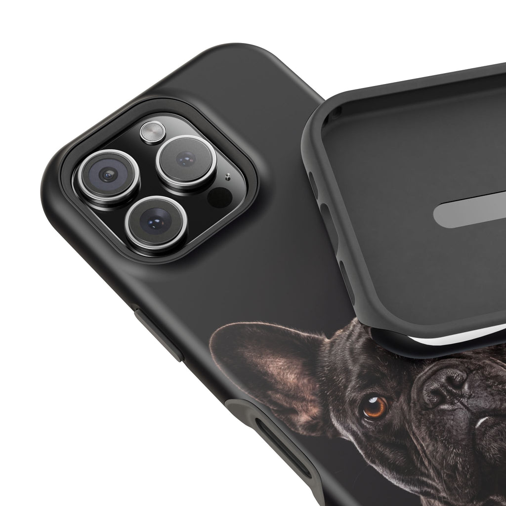 Black French Bulldog Phone Case — Impact-Resistant Wireless Charging Cover