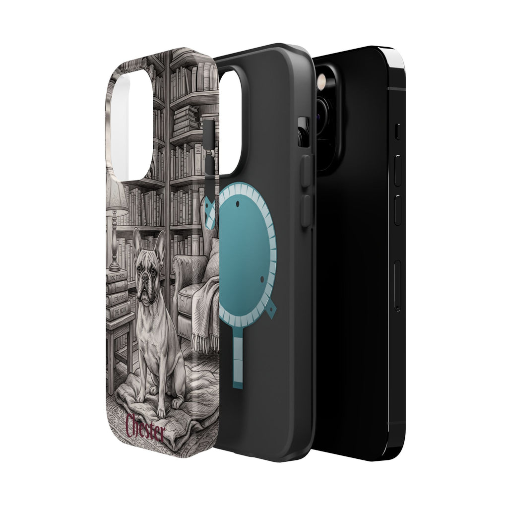 Personalized French Bulldog Library Study Phone Case — Wireless Charging Cover