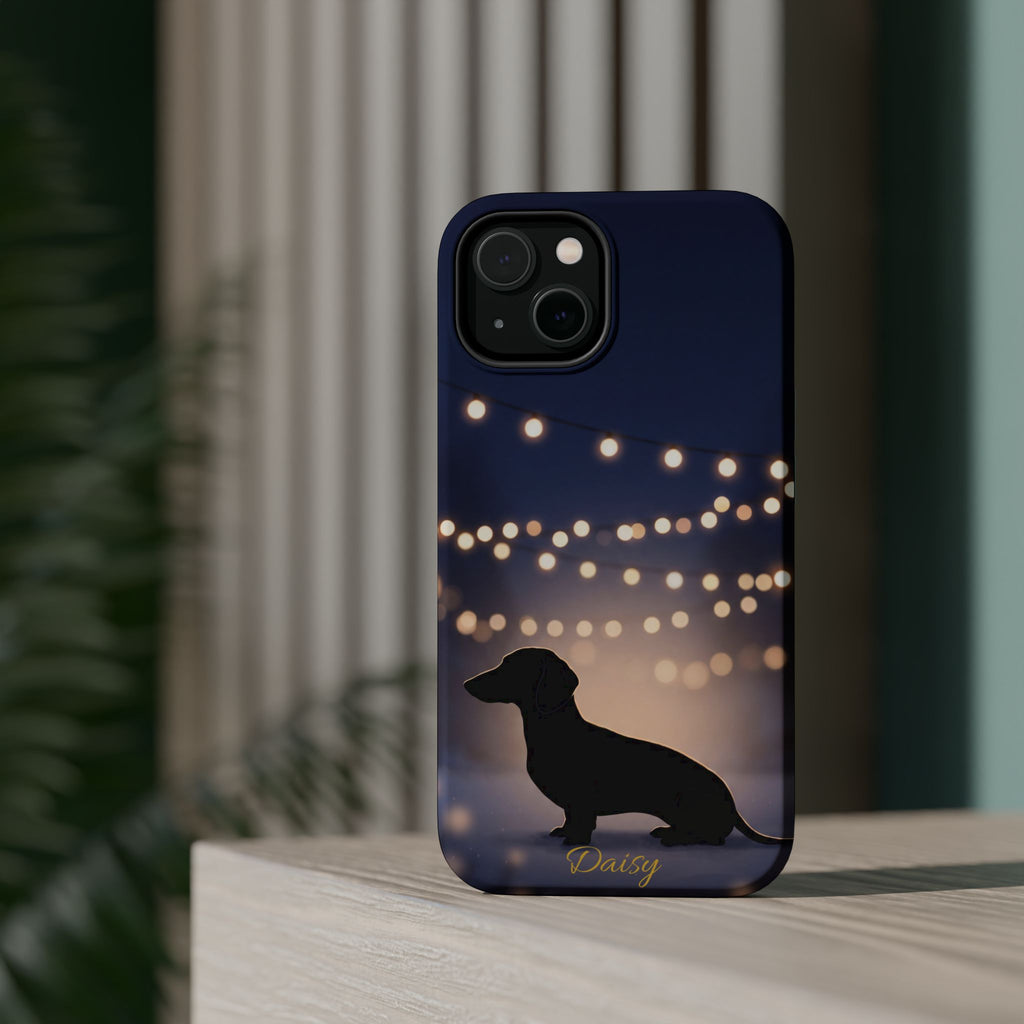 Personalized Dachshund Fairy Lights Phone Case — Wireless Charging Cover