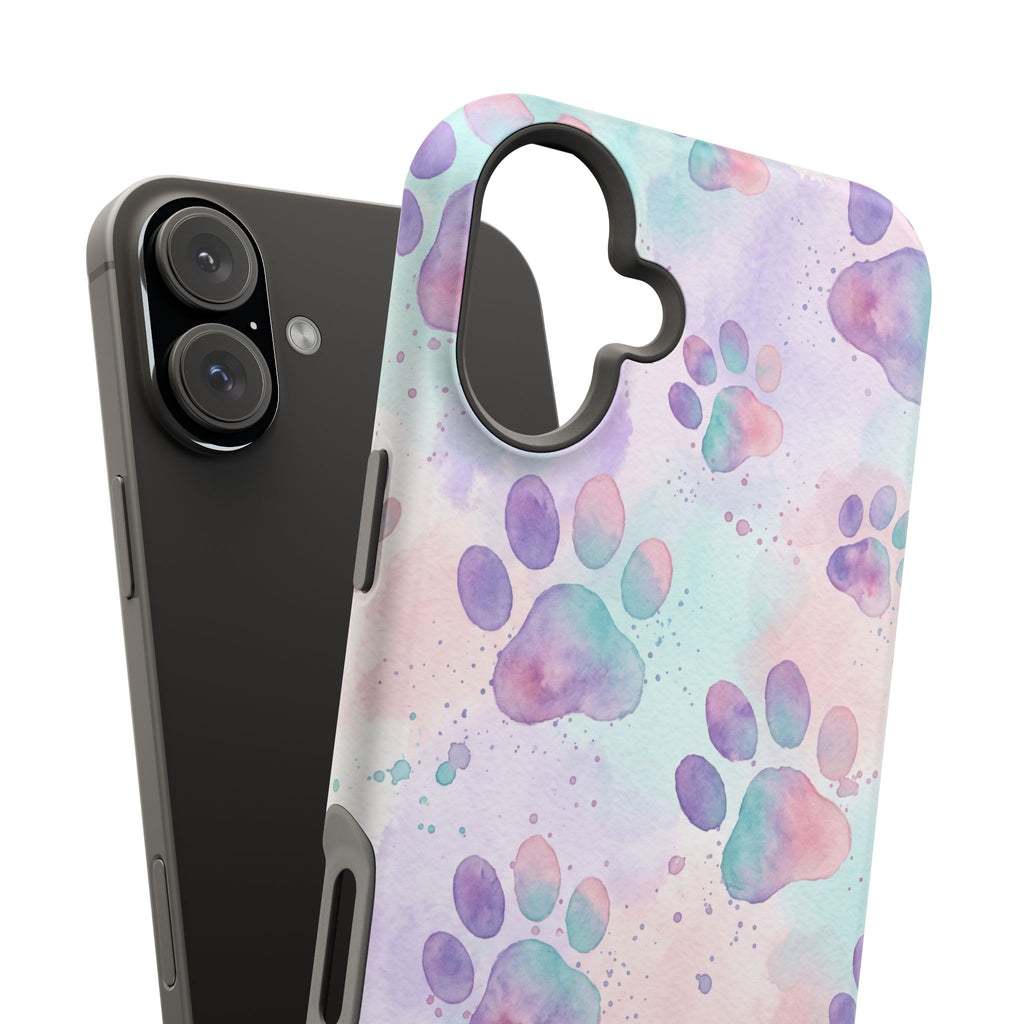 Watercolor Paw Print Phone Case — Impact-Resistant Wireless Charging Cover