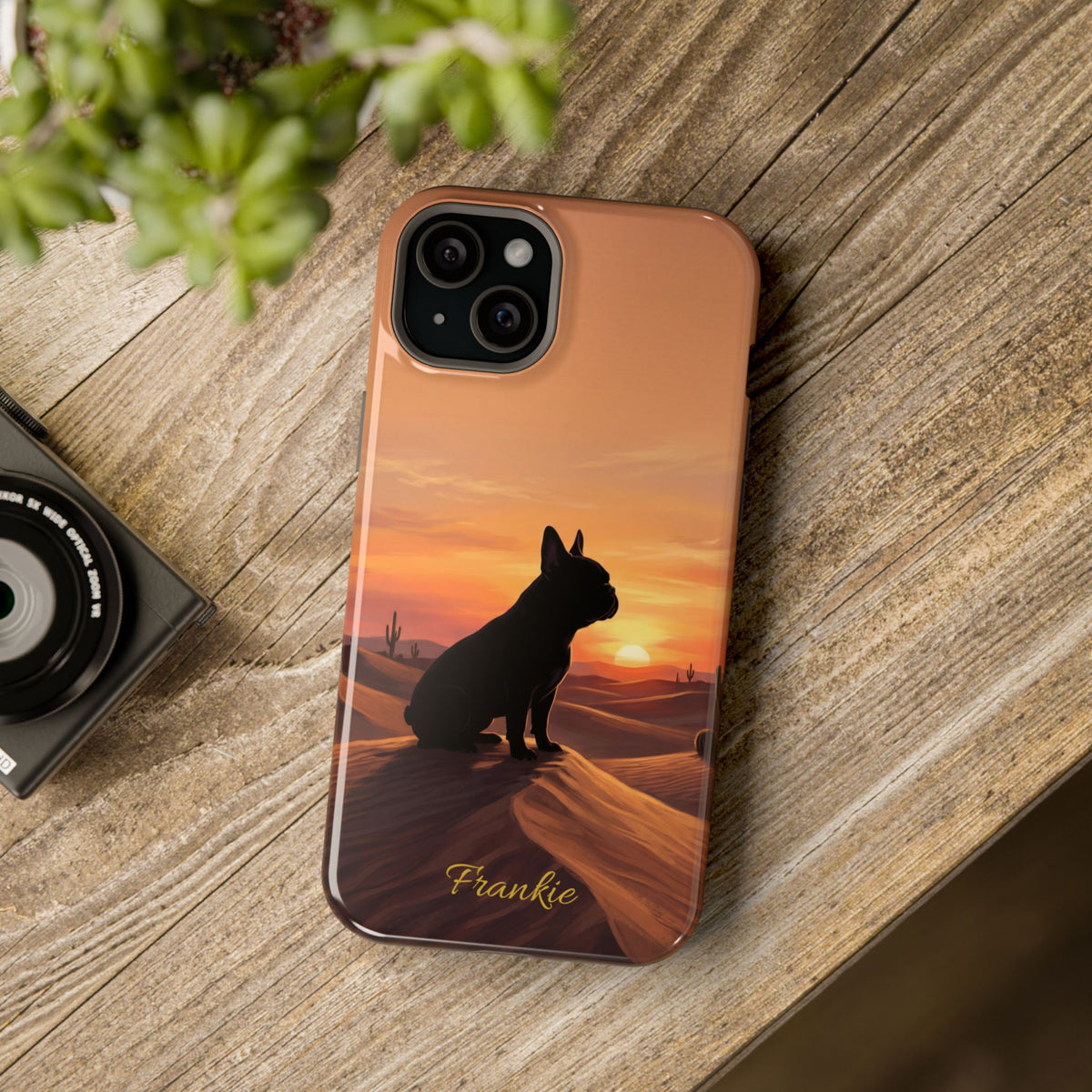 Personalized French Bulldog Desert Sunset Phone Case — Wireless Charging Cover