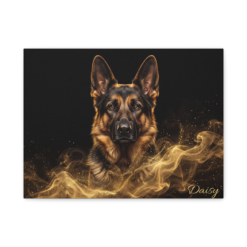 German Shepherd Personalized Canvas | Golden Smoke Wall Art