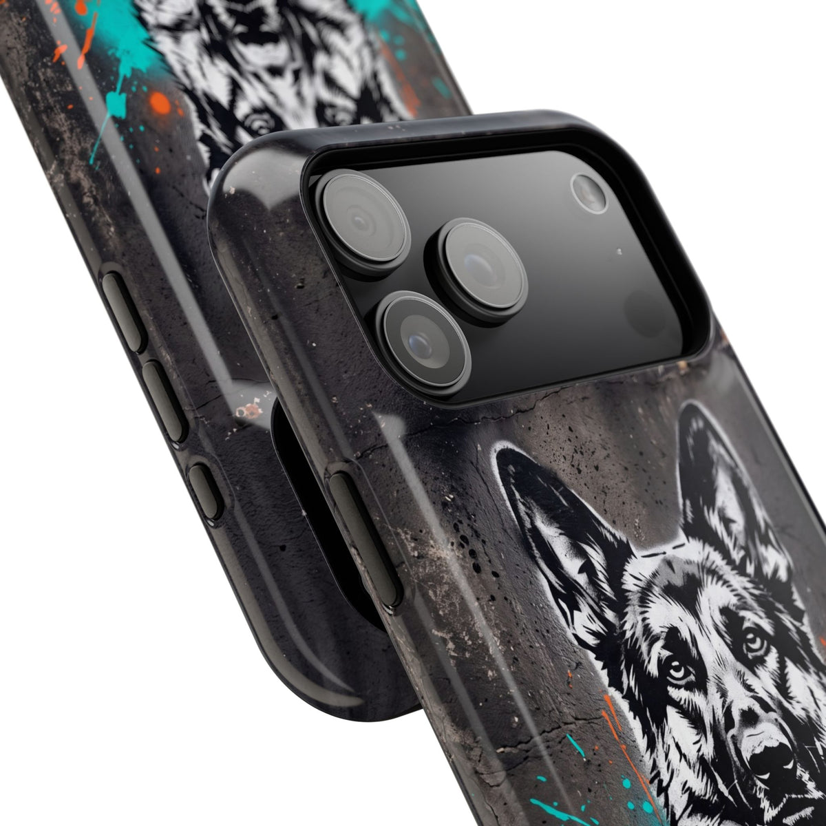 German Shepherd Phone Case | Graffiti Street Art — Tough Magnetic Case with Wireless Charging