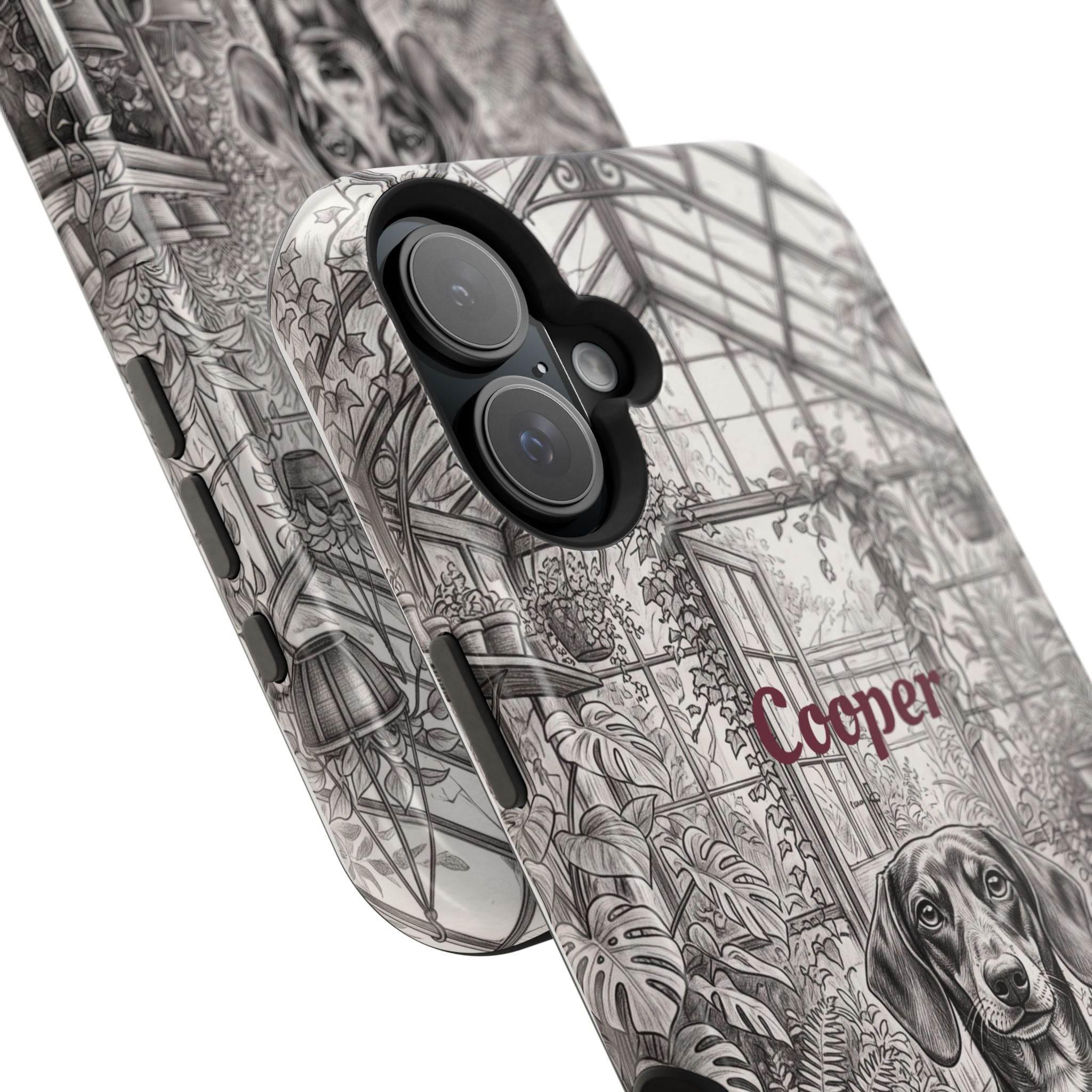 Personalized Dachshund Vintage Greenhouse Phone Case — Wireless Charging Cover