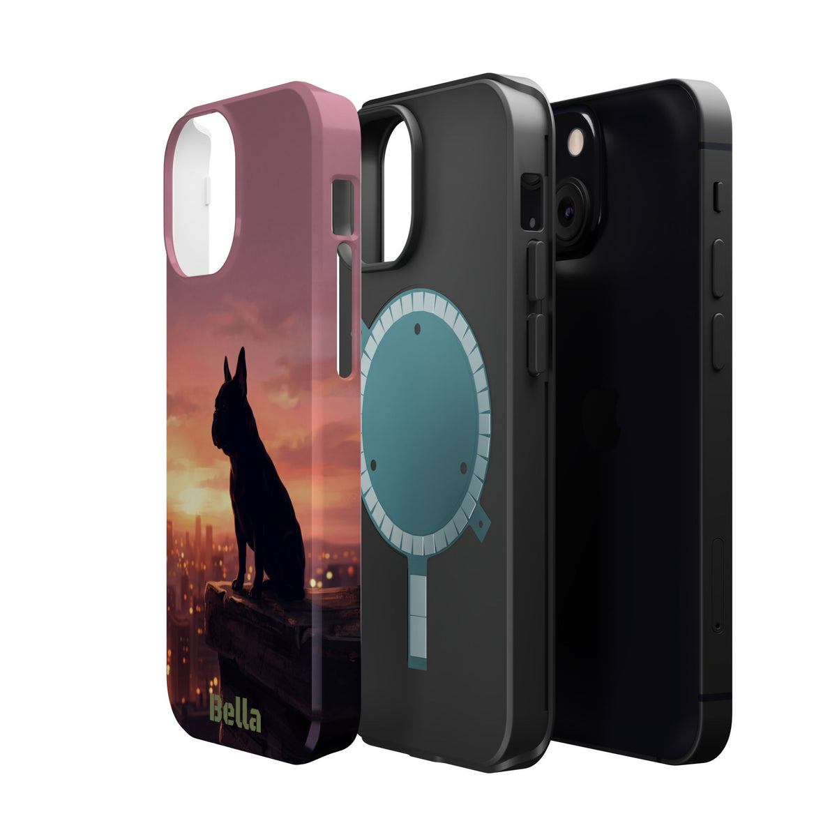 Personalized French Bulldog City Skyline Sunset Phone Case — Wireless Charging Cover