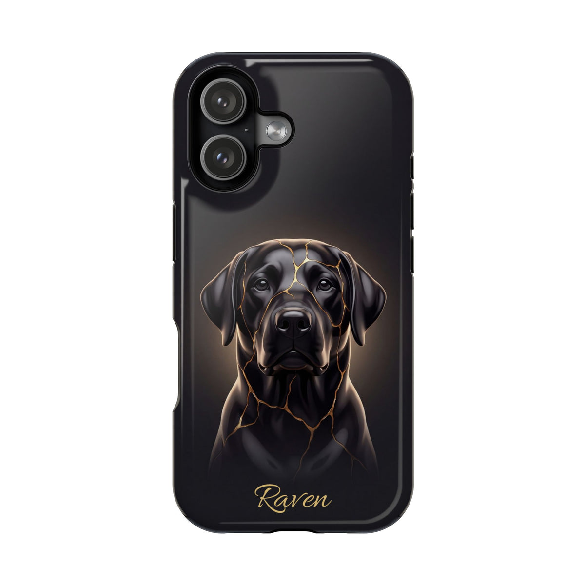 Personalized Obsidian Kintsugi Labrador Phone Case — Tough Magnetic Case with Wireless Charging