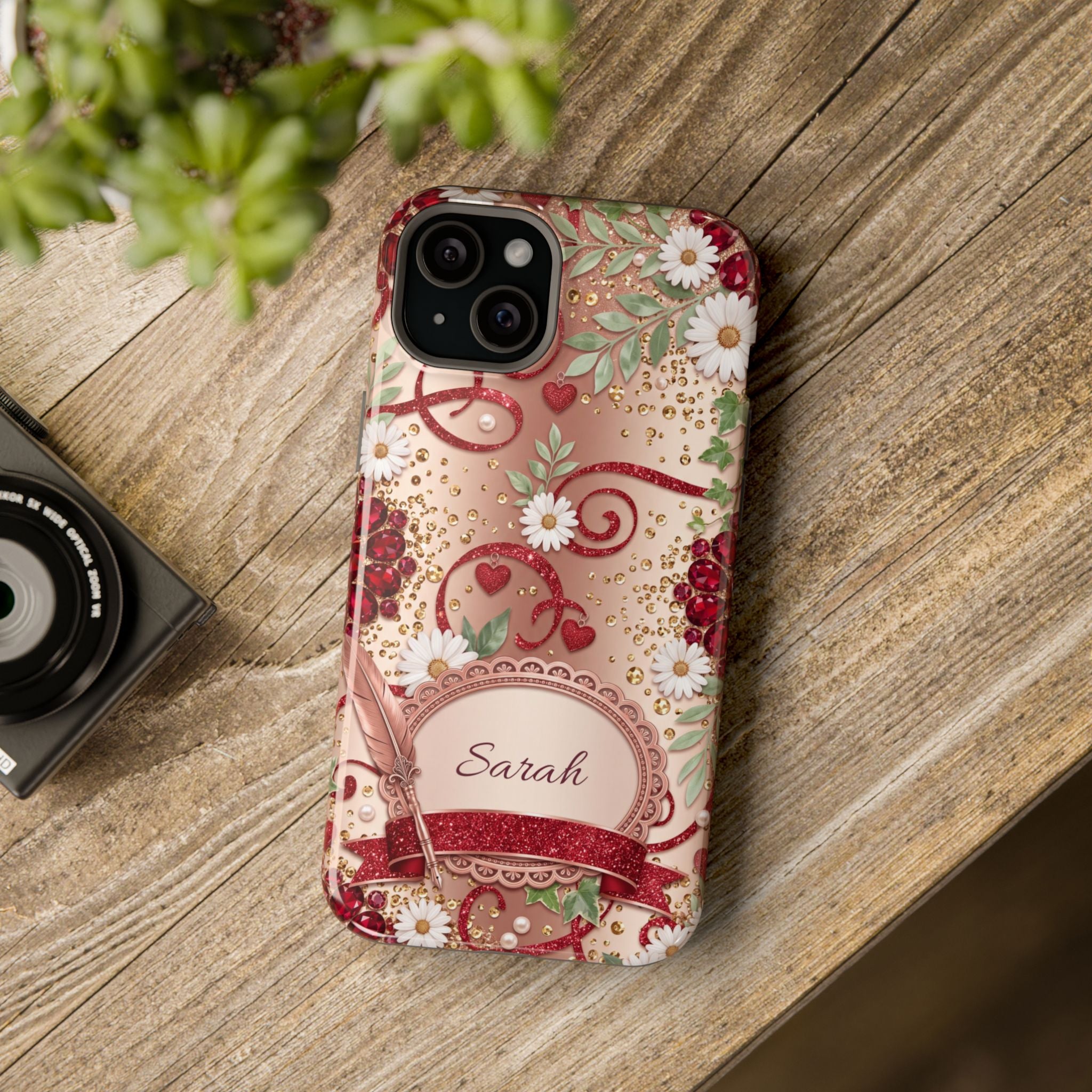 Personalized Vintage Floral Teacher Phone Case — Wireless Charging Cover