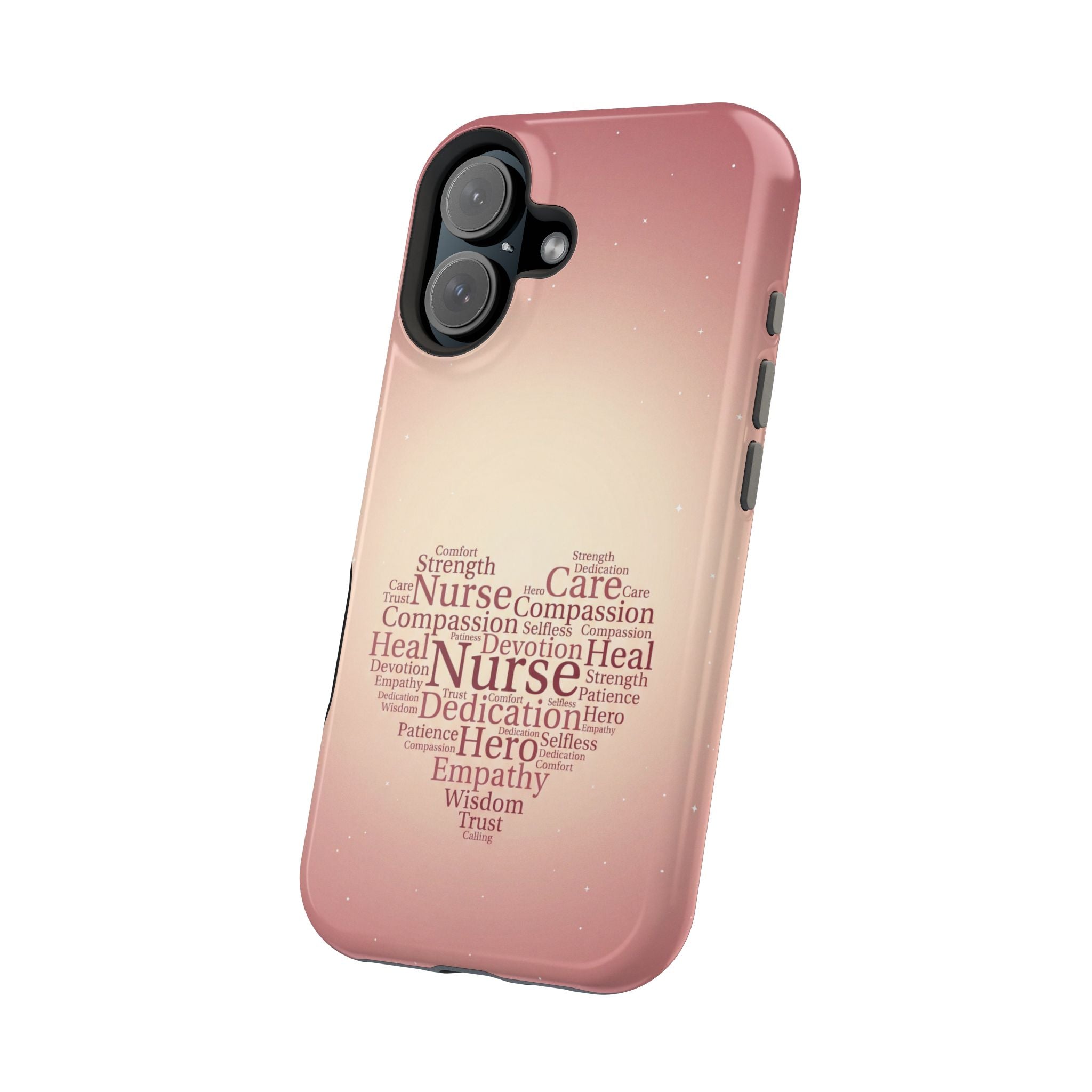 Nurse Heart Word Art Phone Case — Impact-Resistant Wireless Charging Cover