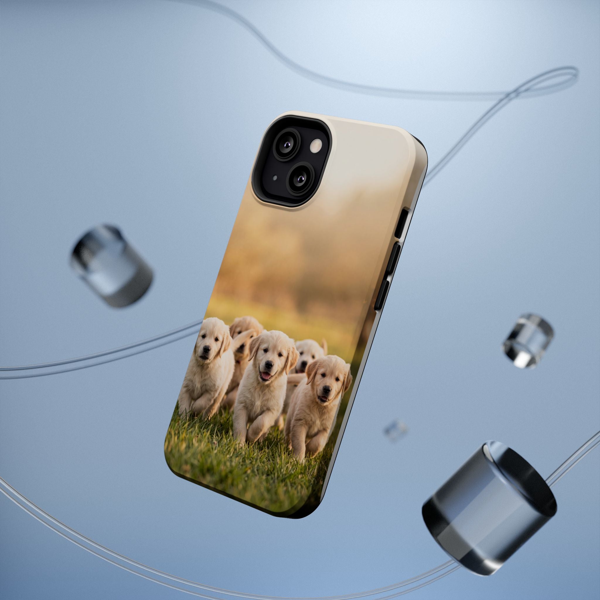 Golden Retriever Puppies Phone Case — Impact-Resistant Wireless Charging Cover