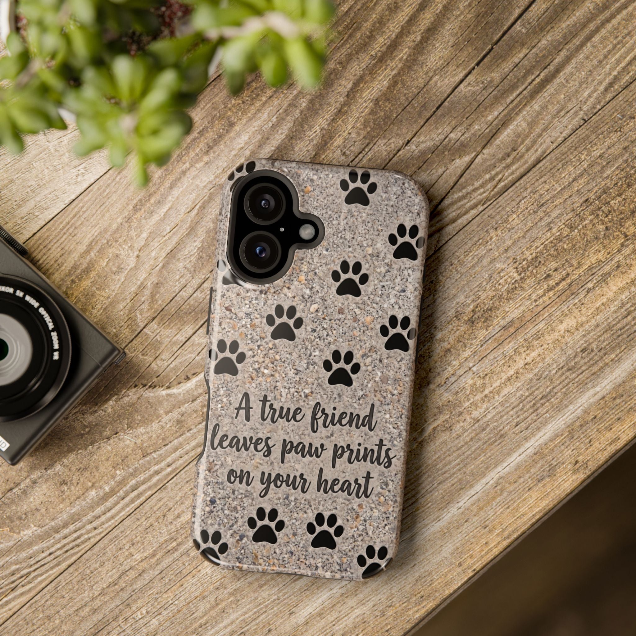A True Friend Leaves Paw Prints Phone Case — Impact-Resistant Wireless Charging Cover