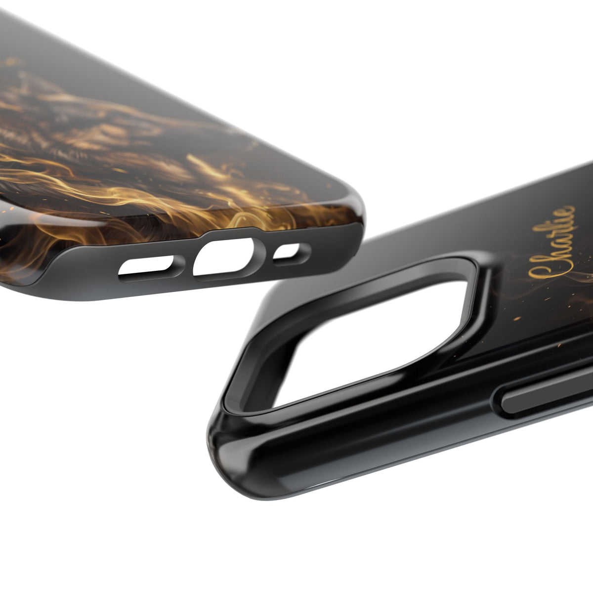 German Shepherd Phone Case | Personalized Golden Smoke Art — Tough Magnetic Case with Wireless Charging