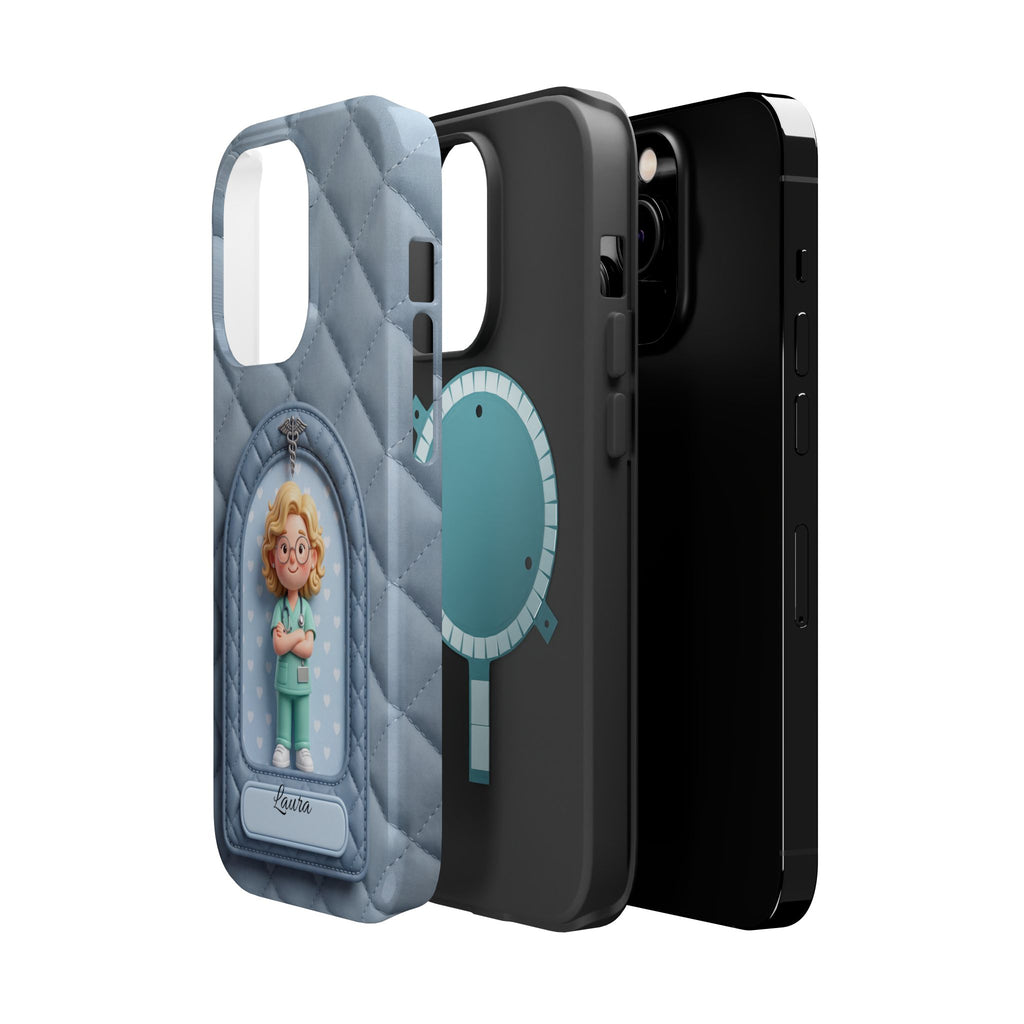 Personalized Quilted Nurse Phone Case — Wireless Charging Cover