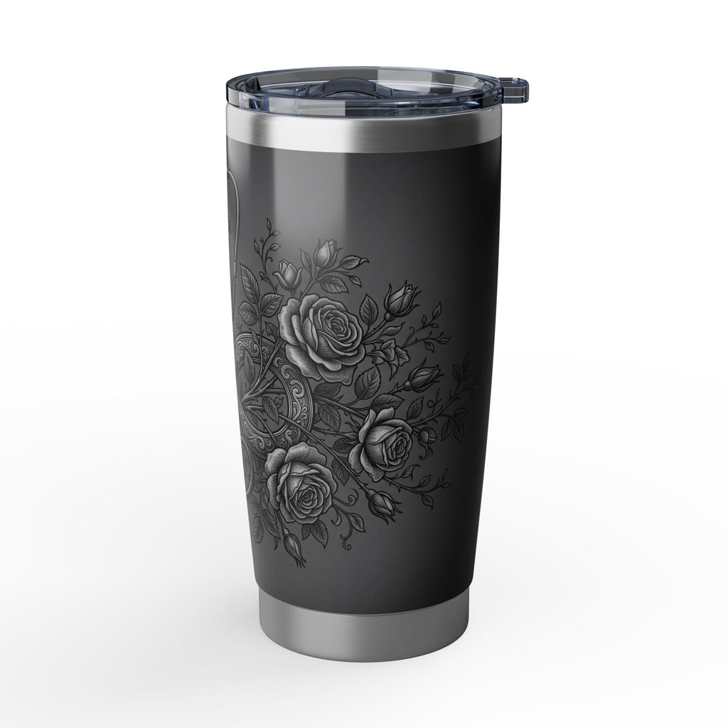 Personalized Stethoscope Tumbler – Rose Gold Floral Design 20 oz