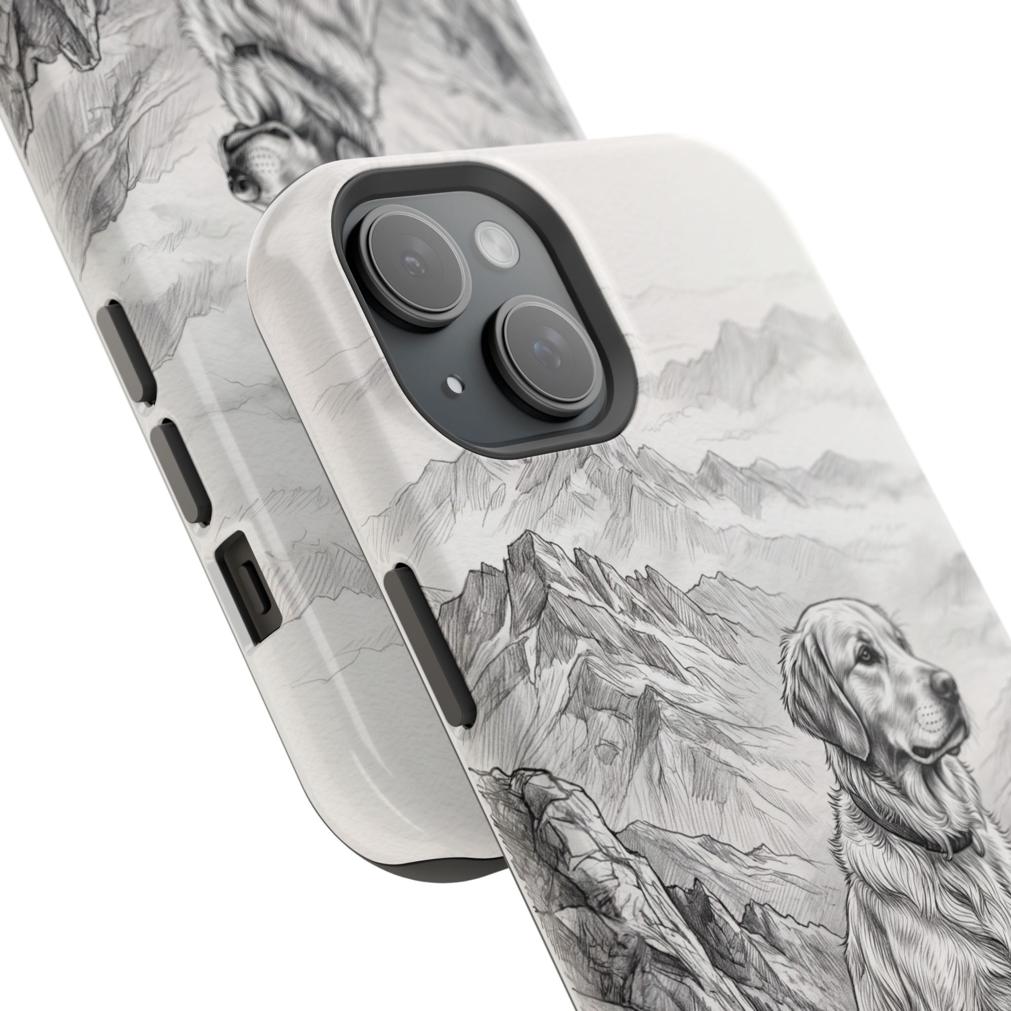 Personalized Golden Retriever Mountain Peak Phone Case — Wireless Charging Cover