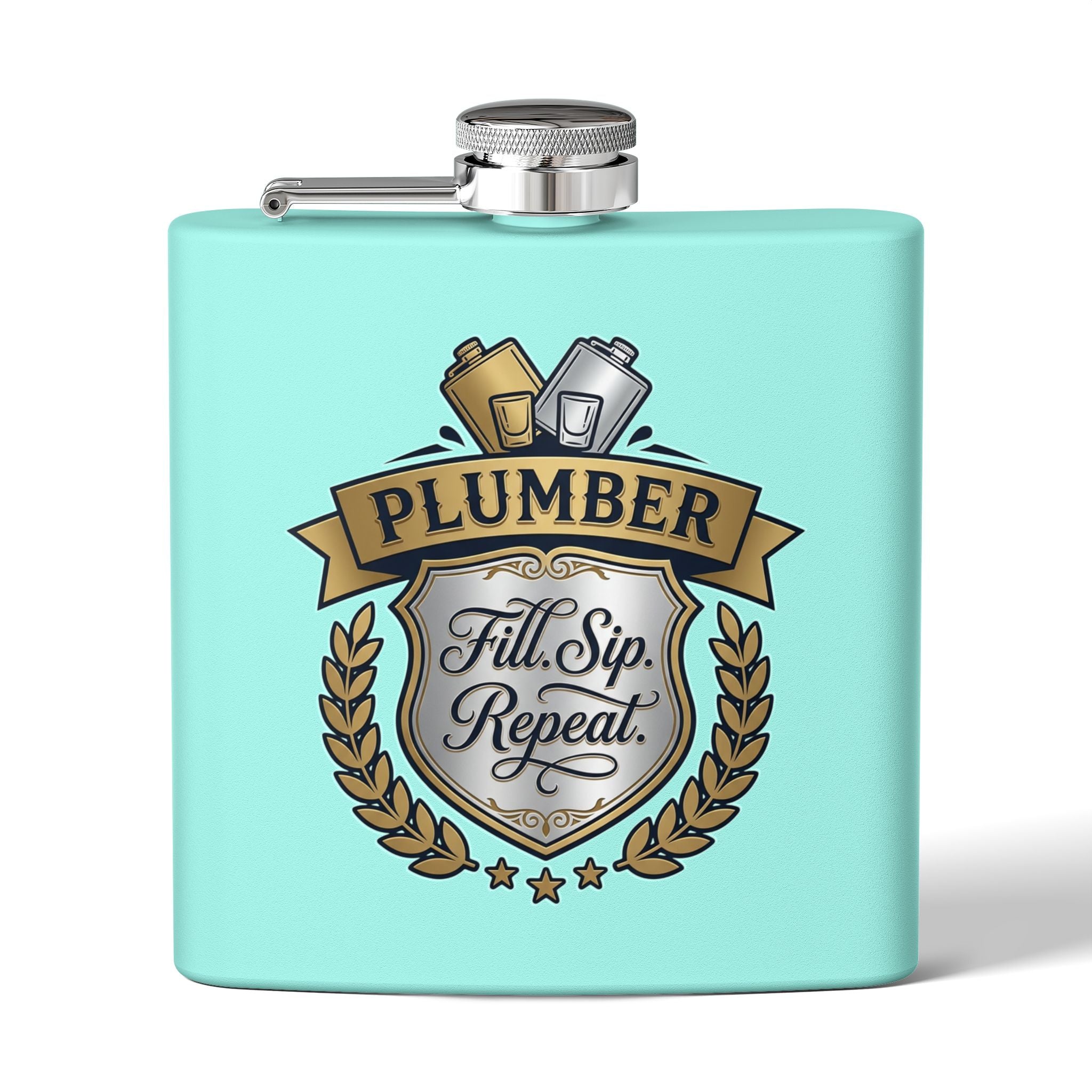 Flask — "Fill. Sip. Repeat." 6oz Stainless Steel Hip Flask