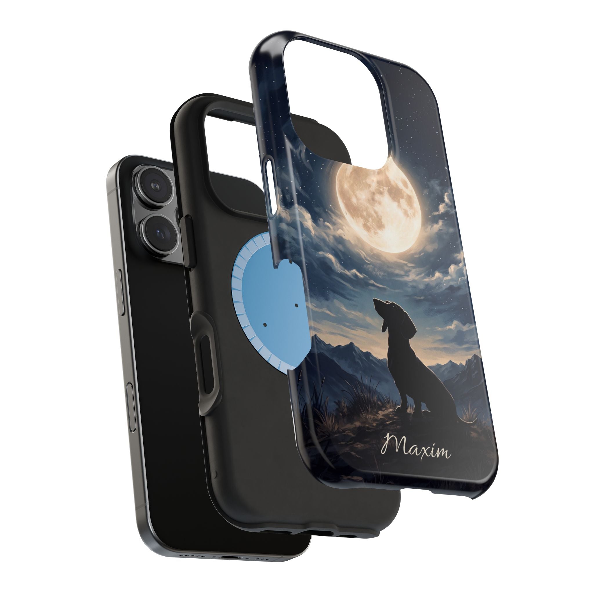 Personalized Dachshund Moonlight Phone Case — Wireless Charging Cover