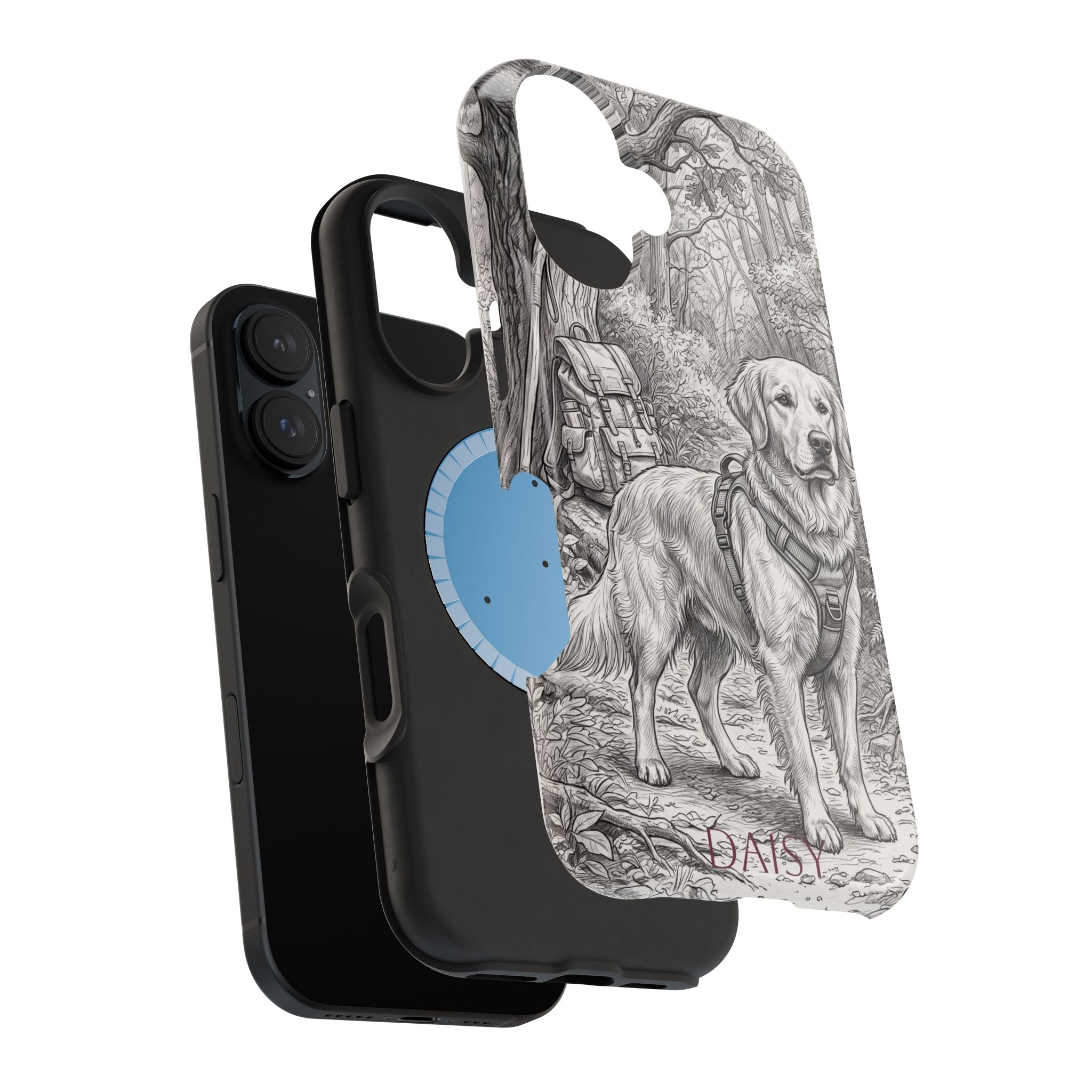 Personalized Golden Retriever Woodland Trail Phone Case — Wireless Charging Cover