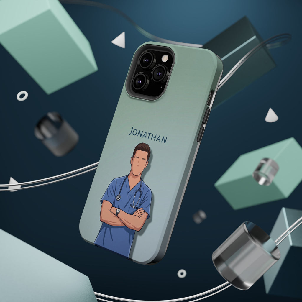 Personalized Nurse Portrait Phone Case — Impact-Resistant Wireless Charging Cover