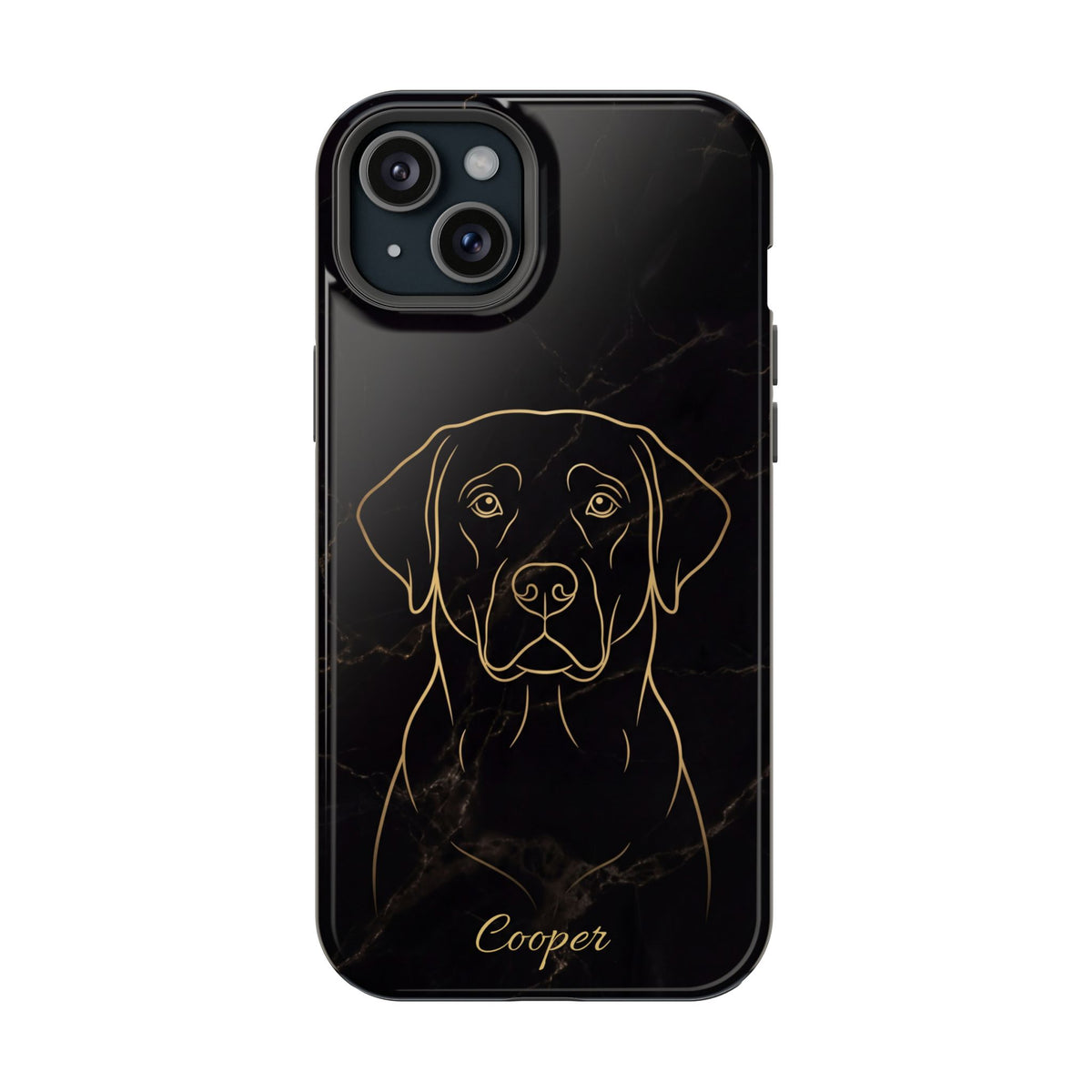 Personalized Gold Line Art Labrador Phone Case — Tough Magnetic Case with Wireless Charging