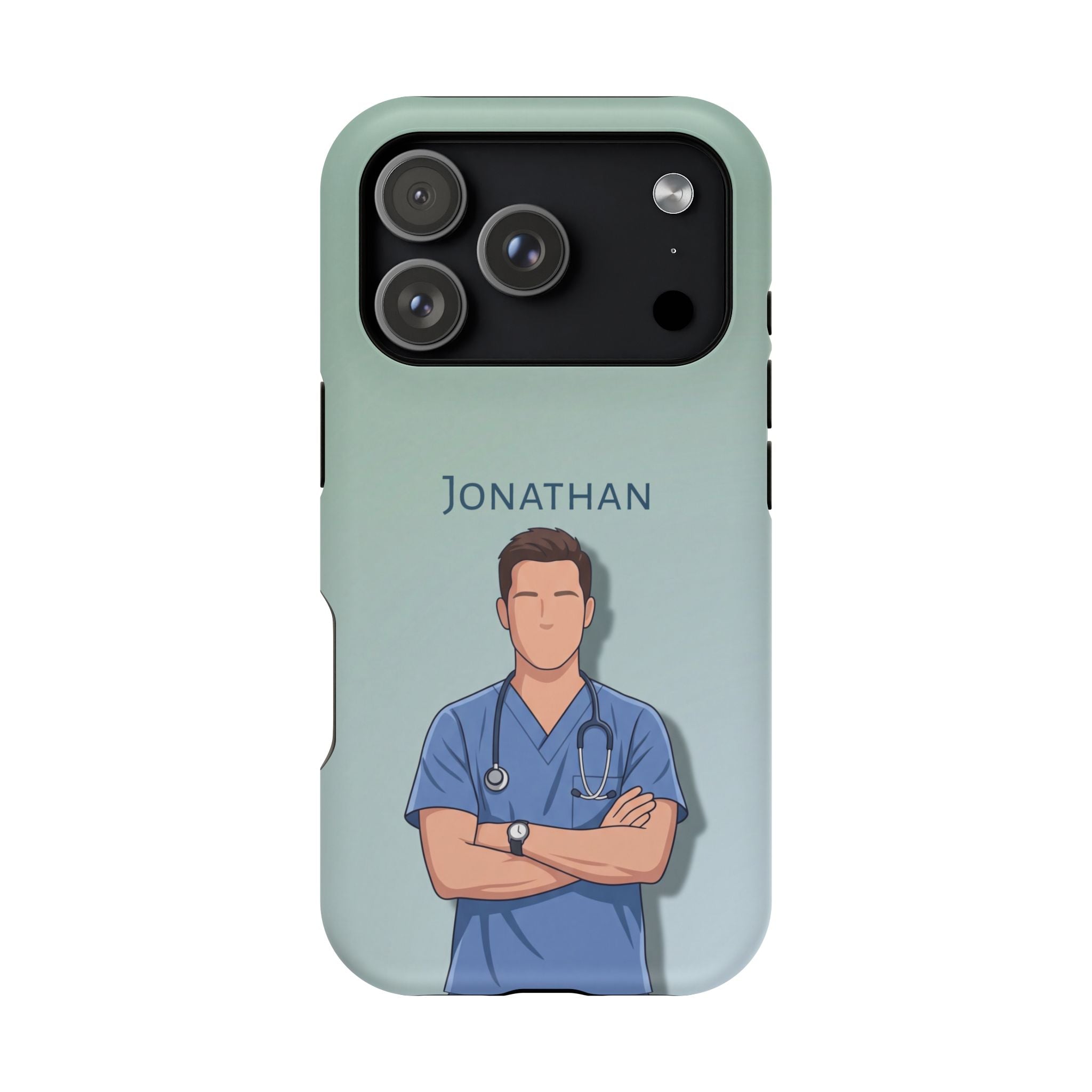 Personalized Nurse Portrait Phone Case — Impact-Resistant Wireless Charging Cover