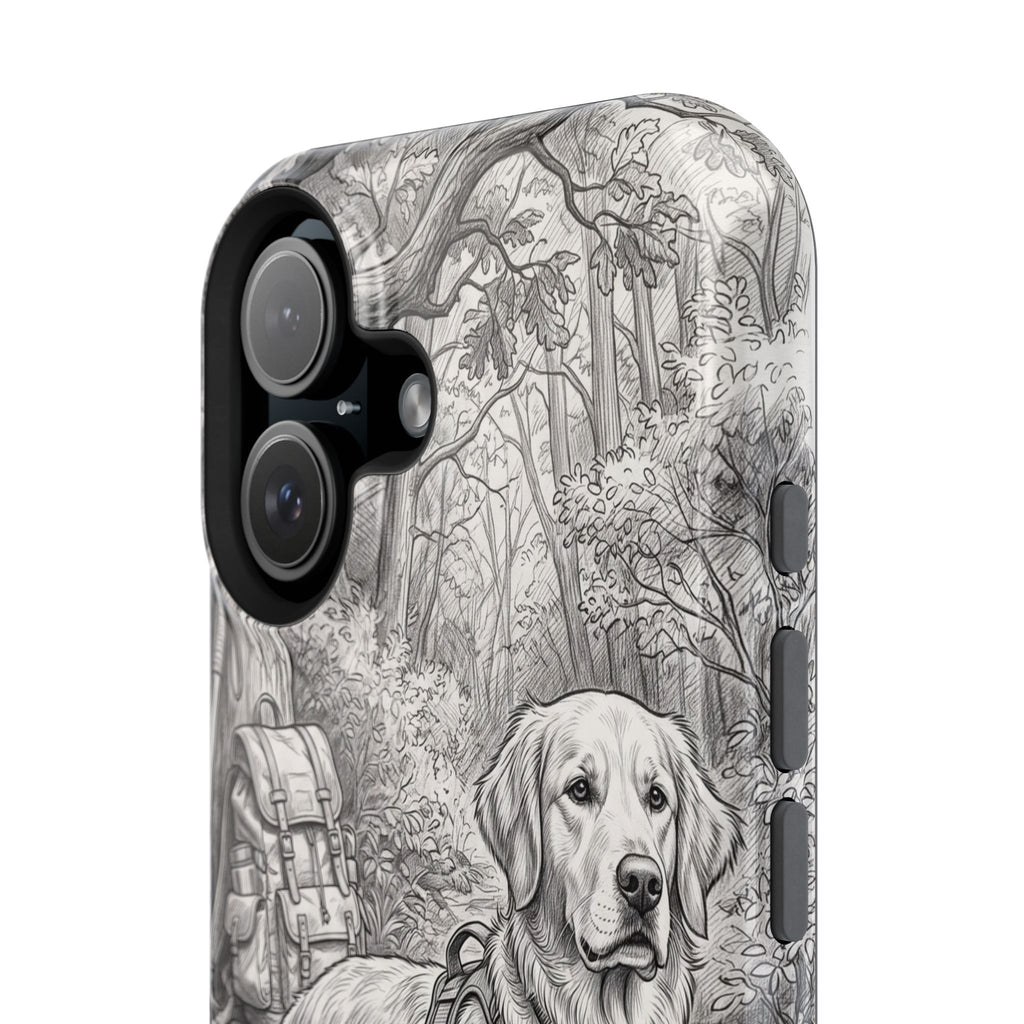 Personalized Golden Retriever Woodland Trail Phone Case — Wireless Charging Cover