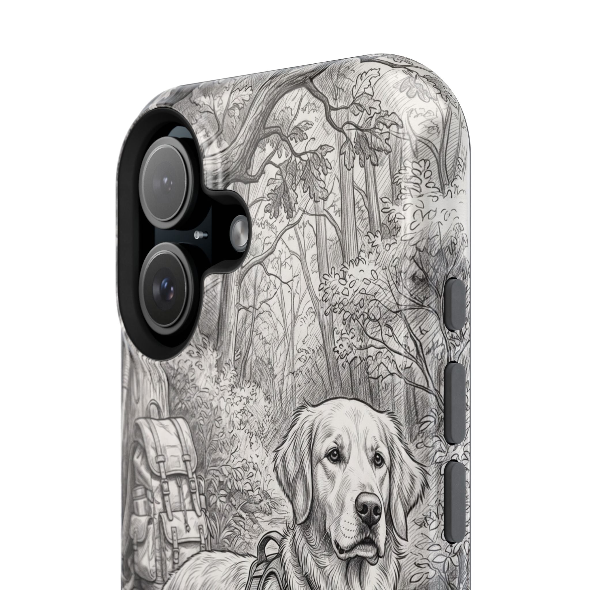 Personalized Golden Retriever Woodland Trail Phone Case — Wireless Charging Cover