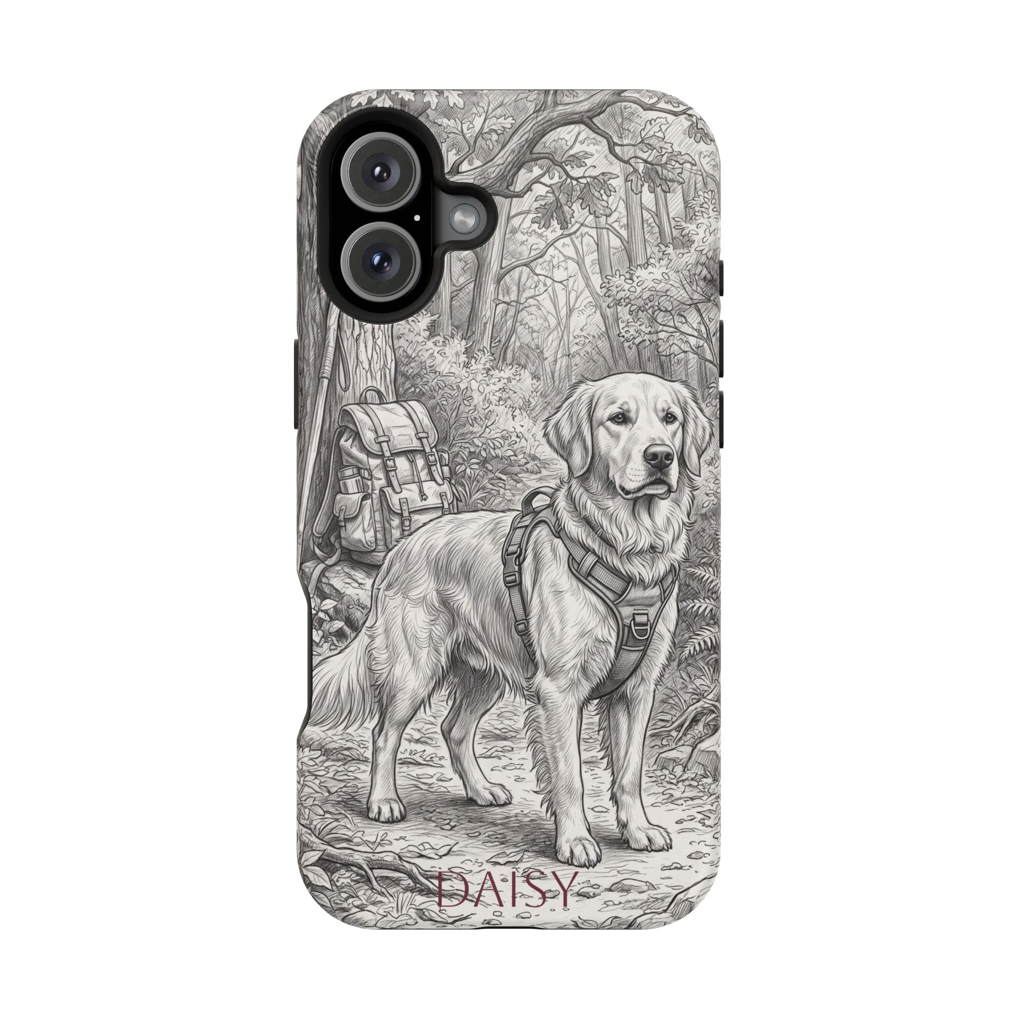Personalized Golden Retriever Woodland Trail Phone Case — Wireless Charging Cover