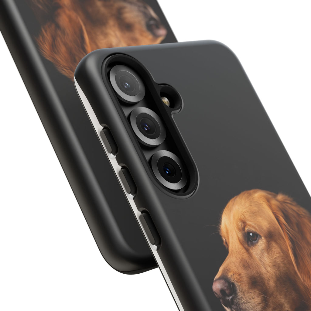 Golden Retriever Portrait Phone Case | Realistic Dog Photo on Black Background | iPhone & Samsung