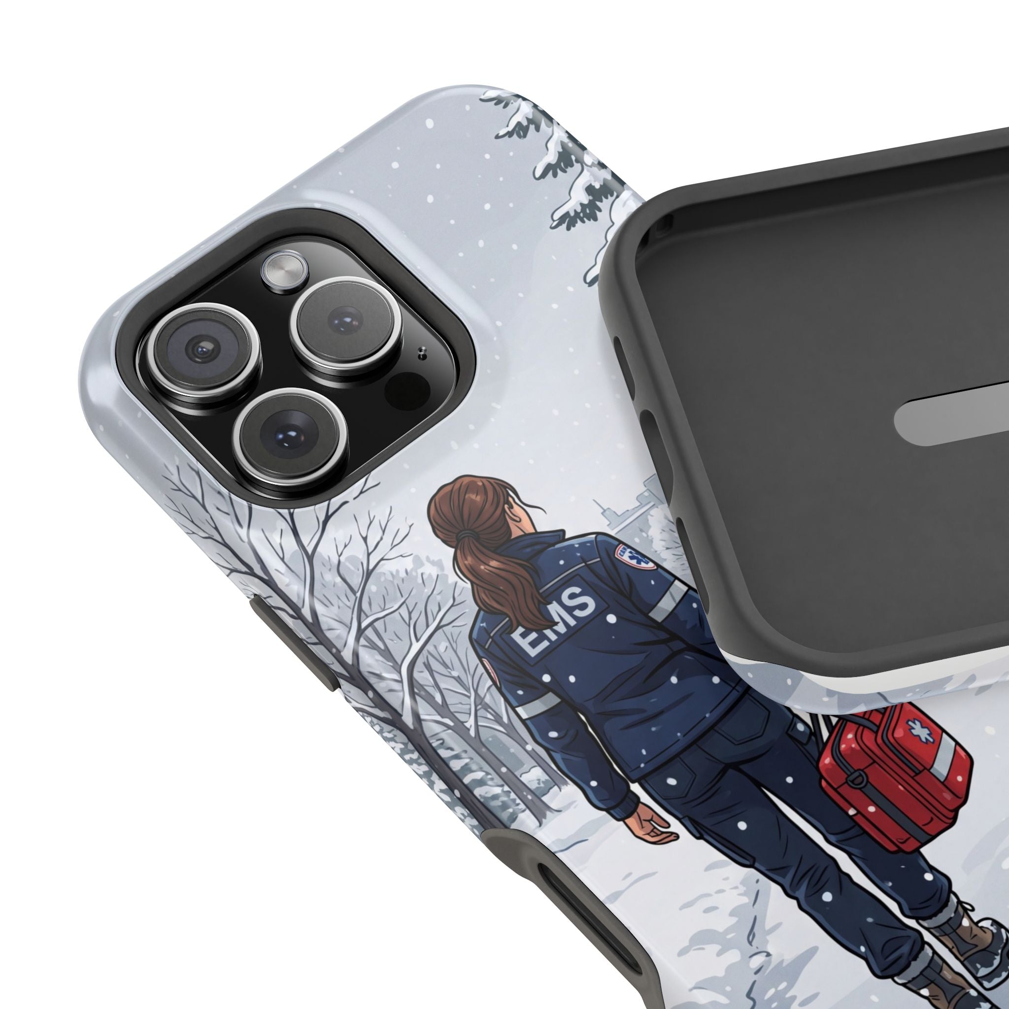 Paramedic/EMT Winter Phone Case — Magnetic Wireless Charging Cover