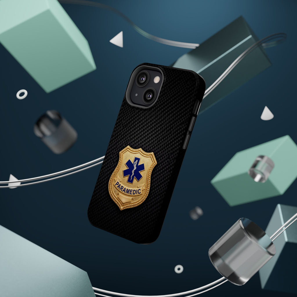 Gold Paramedic Badge Black Phone Case — Magnetic Wireless Charging Cover