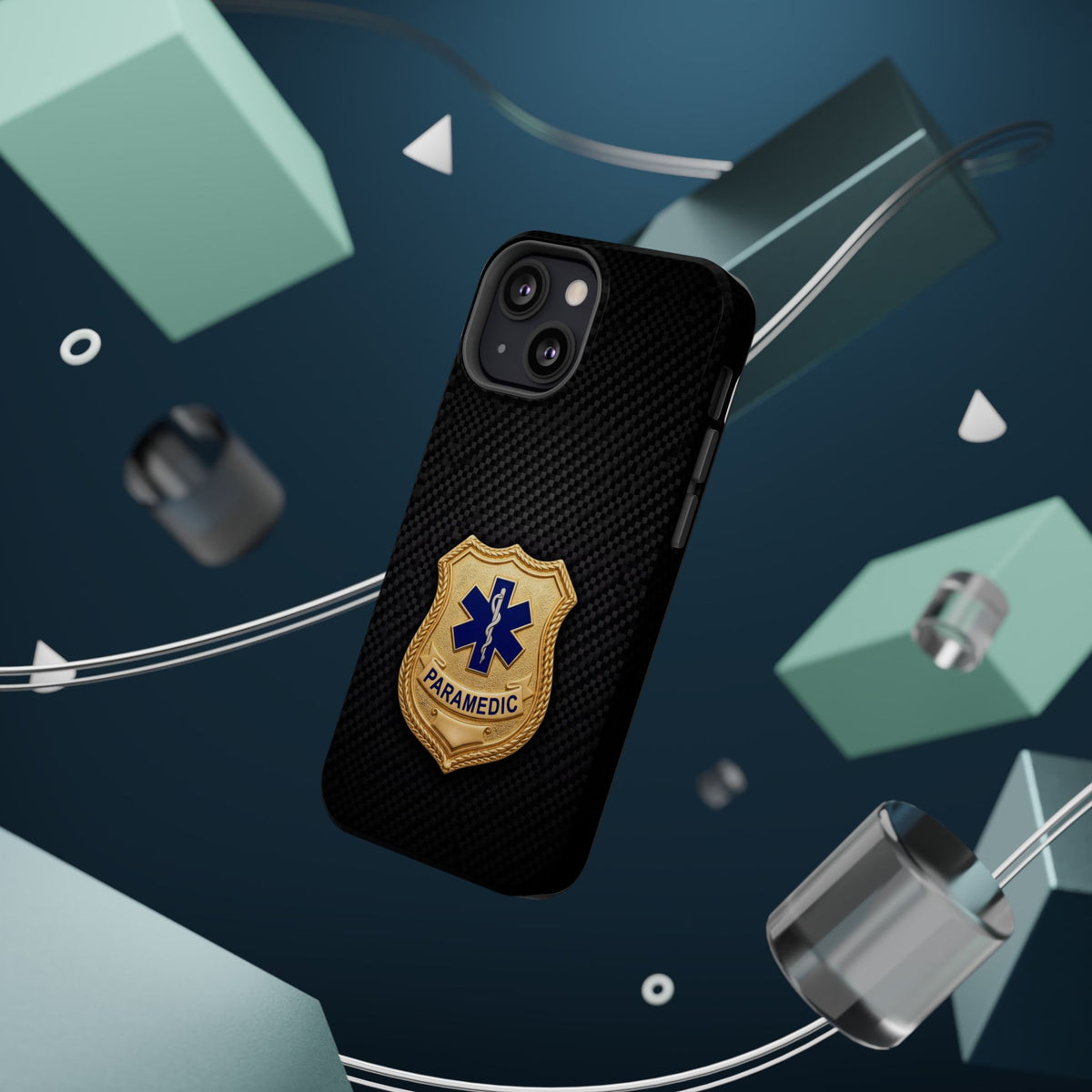 Gold Paramedic Badge Black Phone Case — Magnetic Wireless Charging Cover