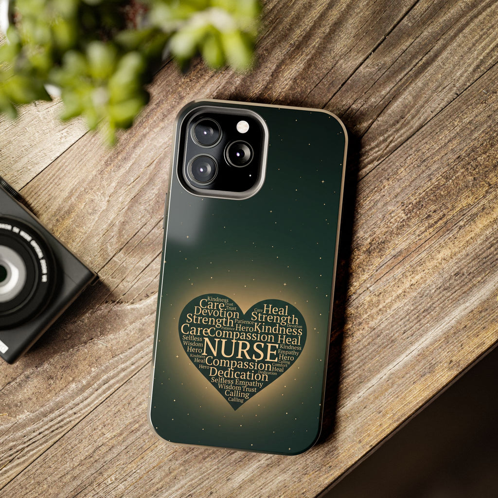Nurse Heart Tough Phone Case — Inspirational Word Cloud Tribute - iphone and Samsung Galaxy series