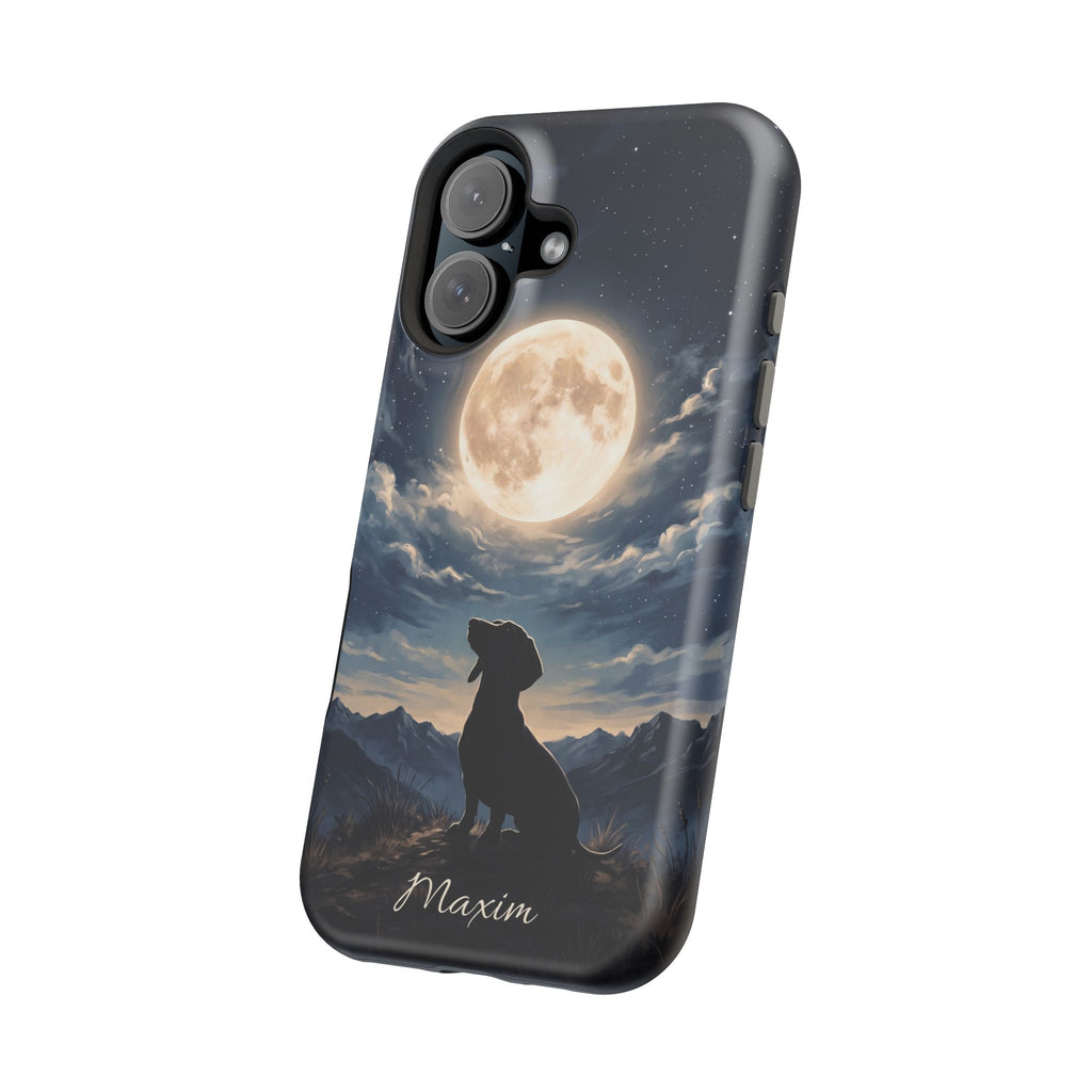 Personalized Dachshund Moonlight Phone Case — Wireless Charging Cover
