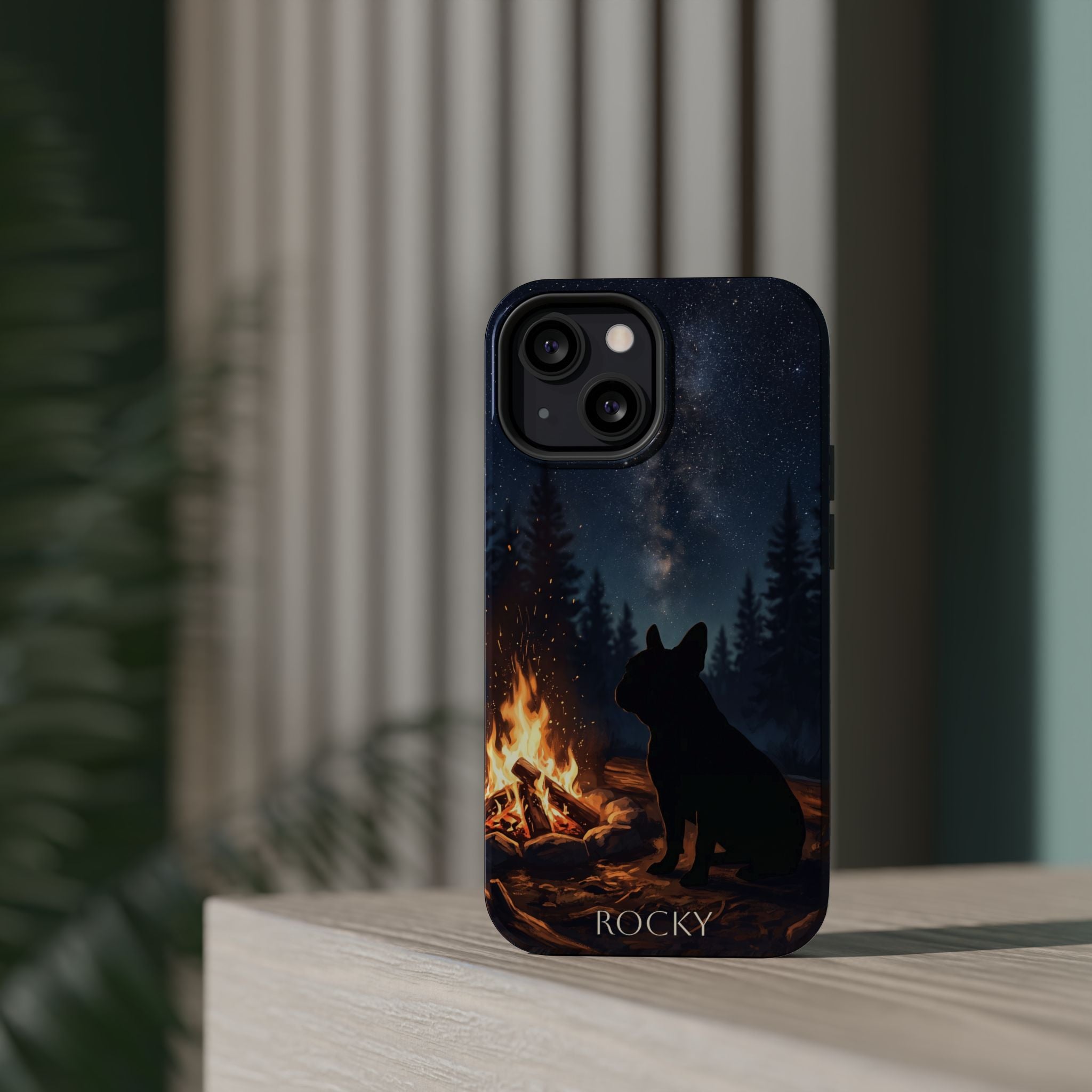 Personalized French Bulldog Campfire Phone Case — Wireless Charging Cover