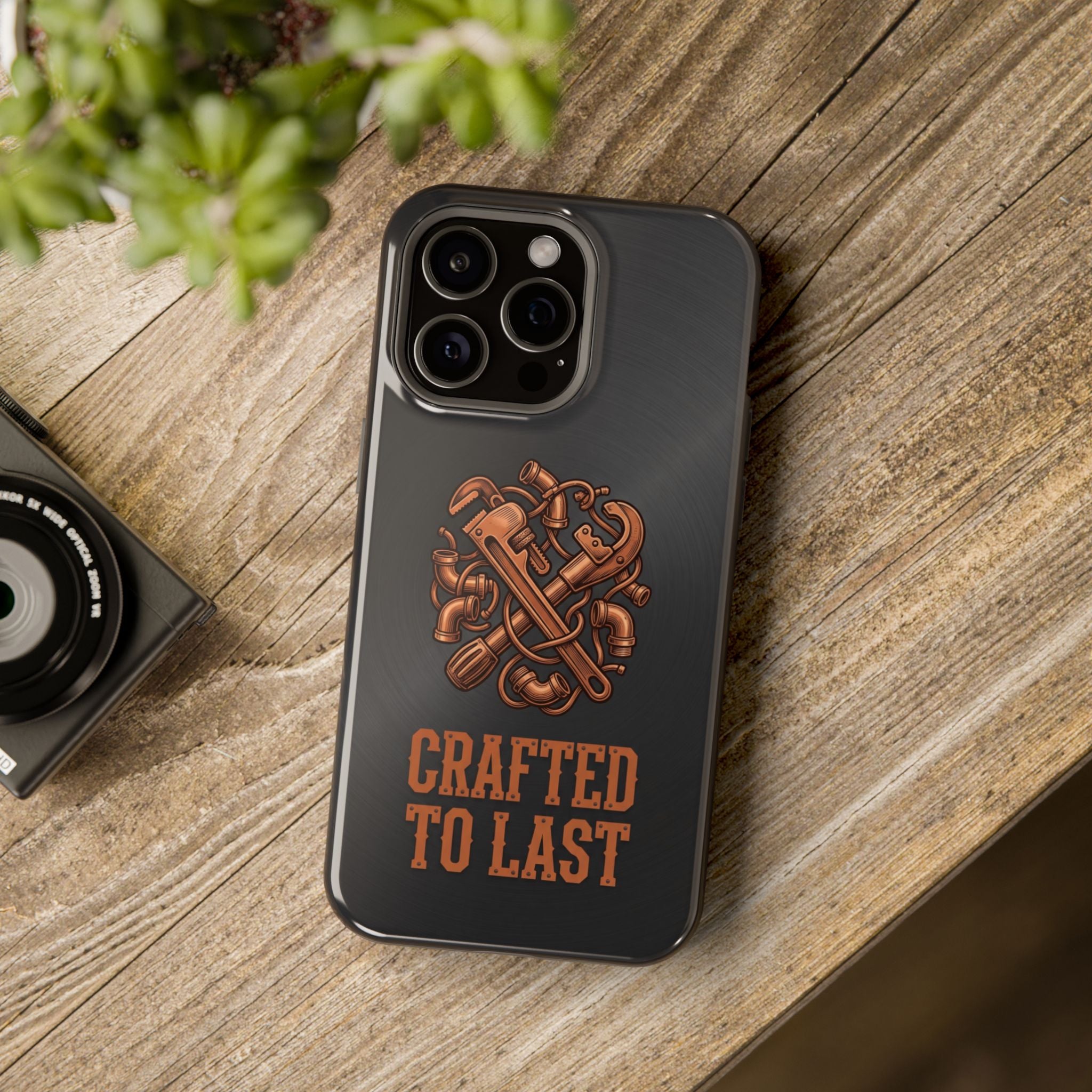 Crafted to Last Phone Case — Crossed Wrenches Wireless Charging Cover