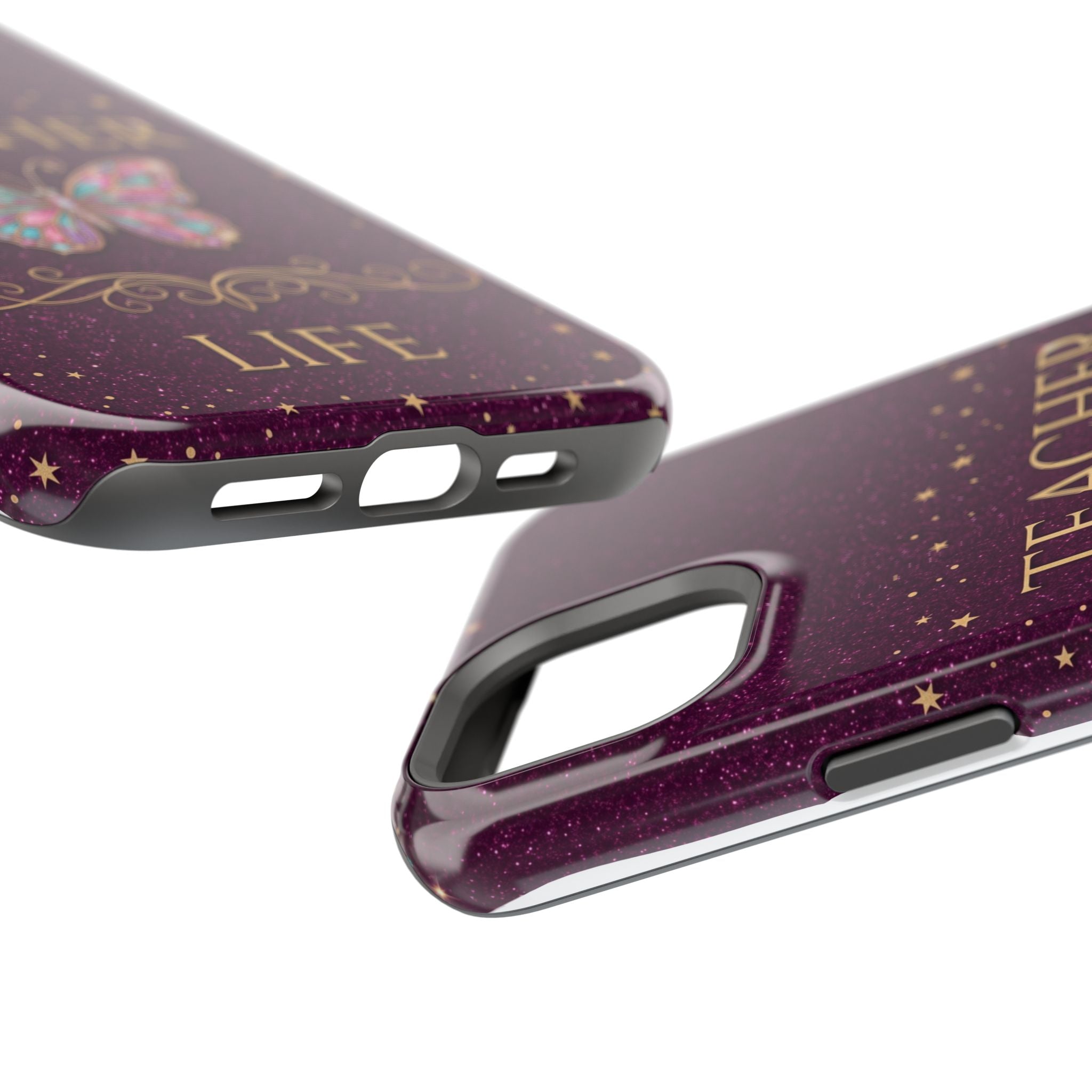 Teacher Life Glitter Butterfly Phone Case — Wireless Charging Cover
