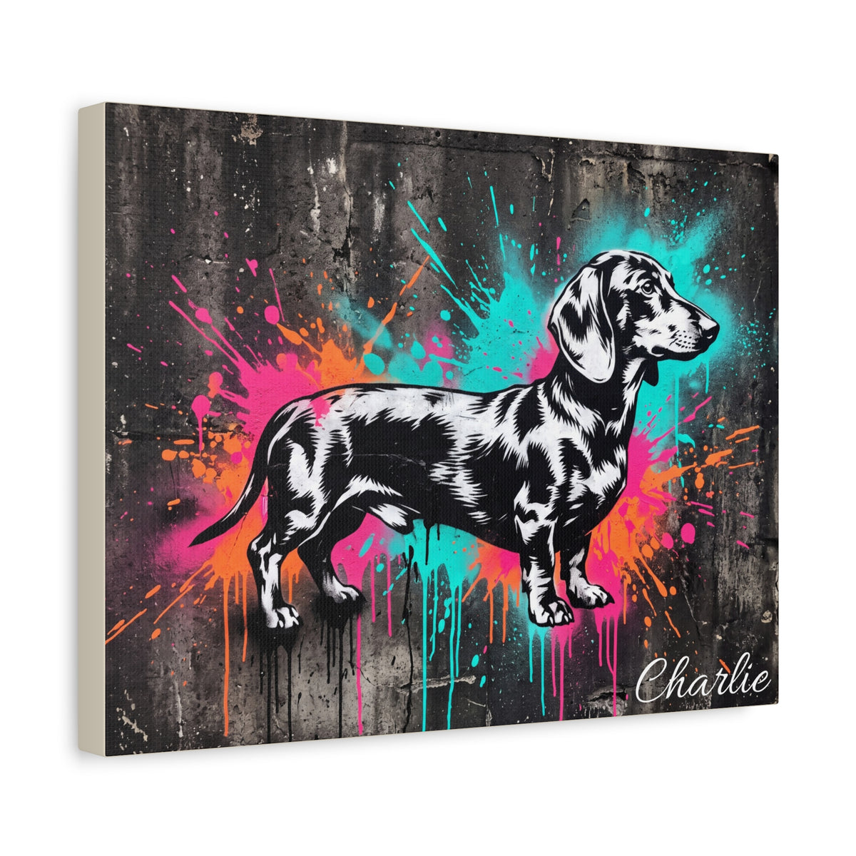 Dachshund Personalized Canvas | Graffiti Street Art Wall Art