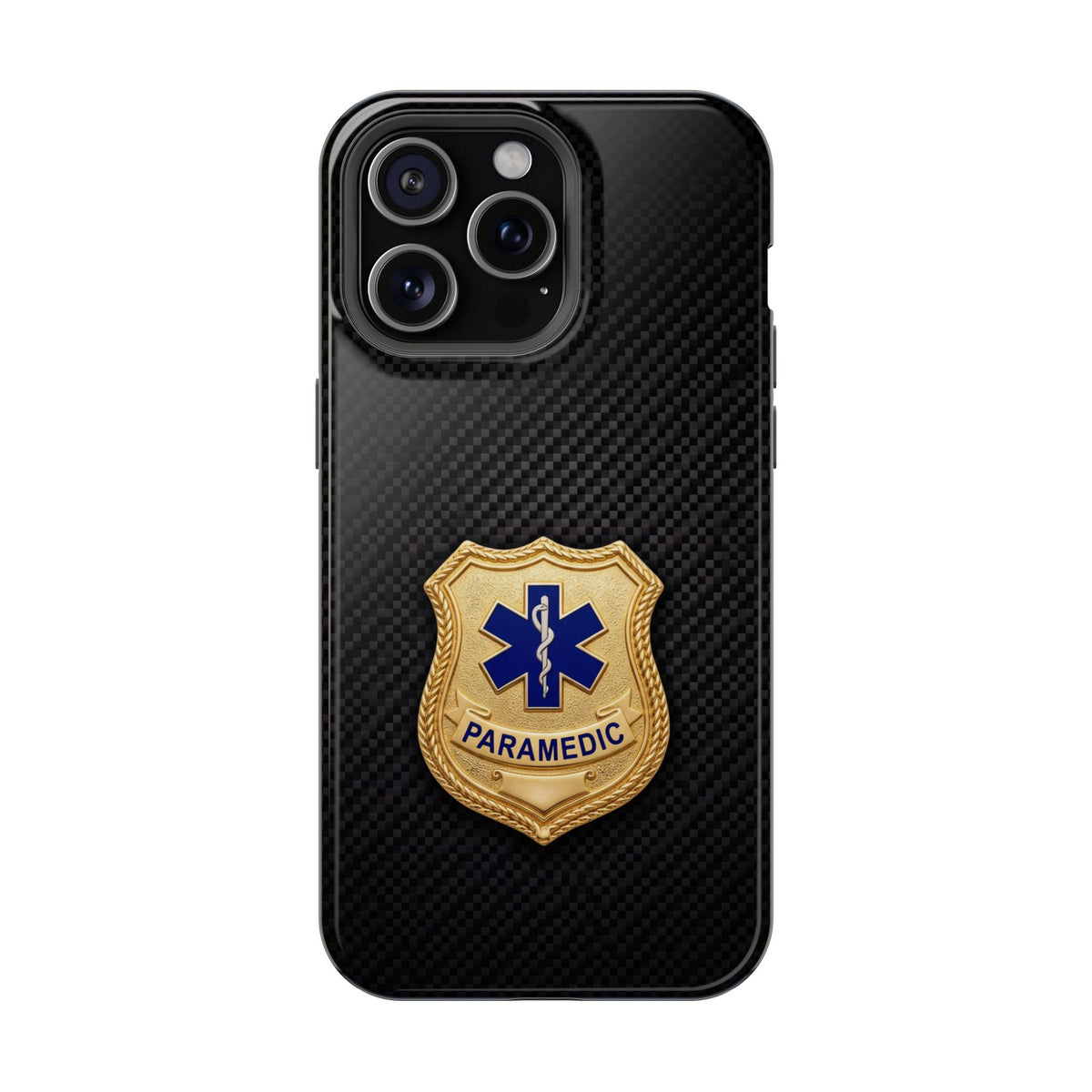 Gold Paramedic Badge Black Phone Case — Magnetic Wireless Charging Cover