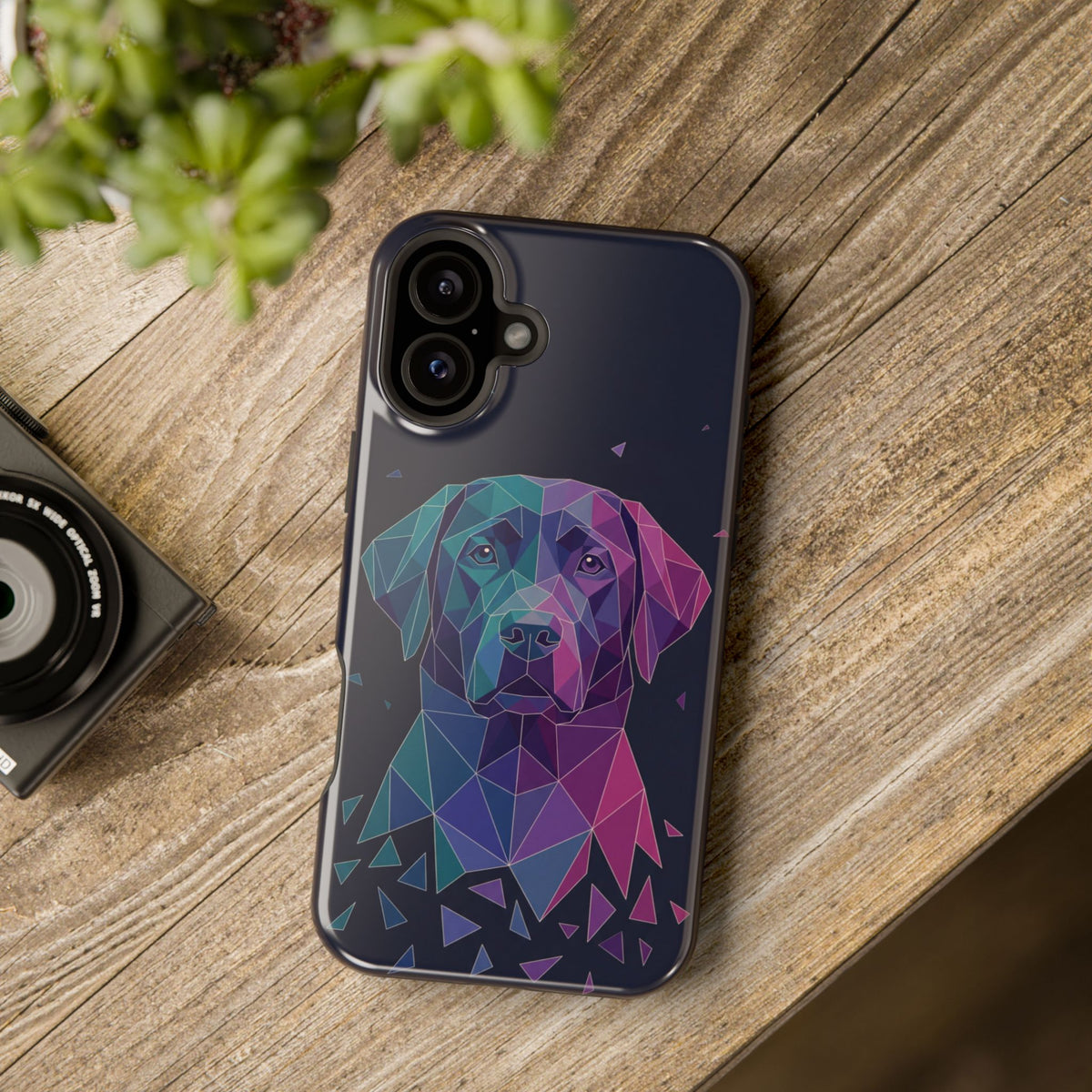 Geometric Labrador Phone Case — Tough Magnetic Case with Wireless Charging