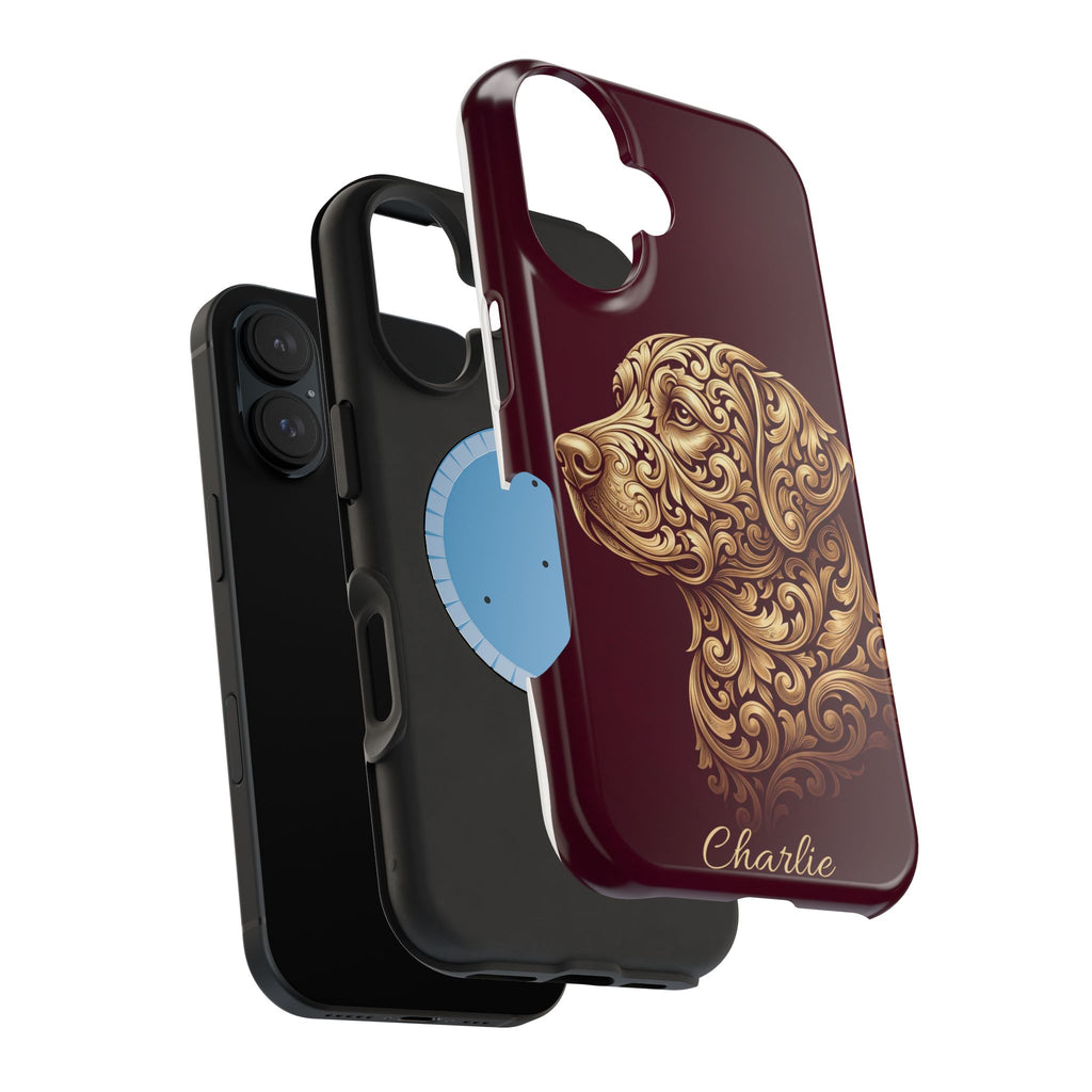Personalized Gold Filigree Labrador Phone Case — Tough Magnetic Case with Wireless Charging