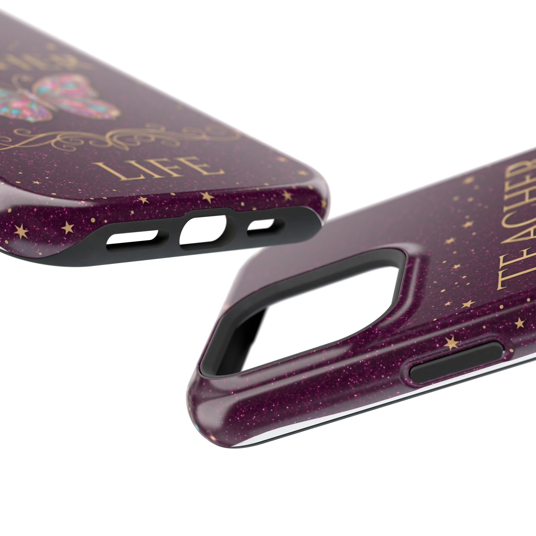 Teacher Life Glitter Butterfly Phone Case — Wireless Charging Cover