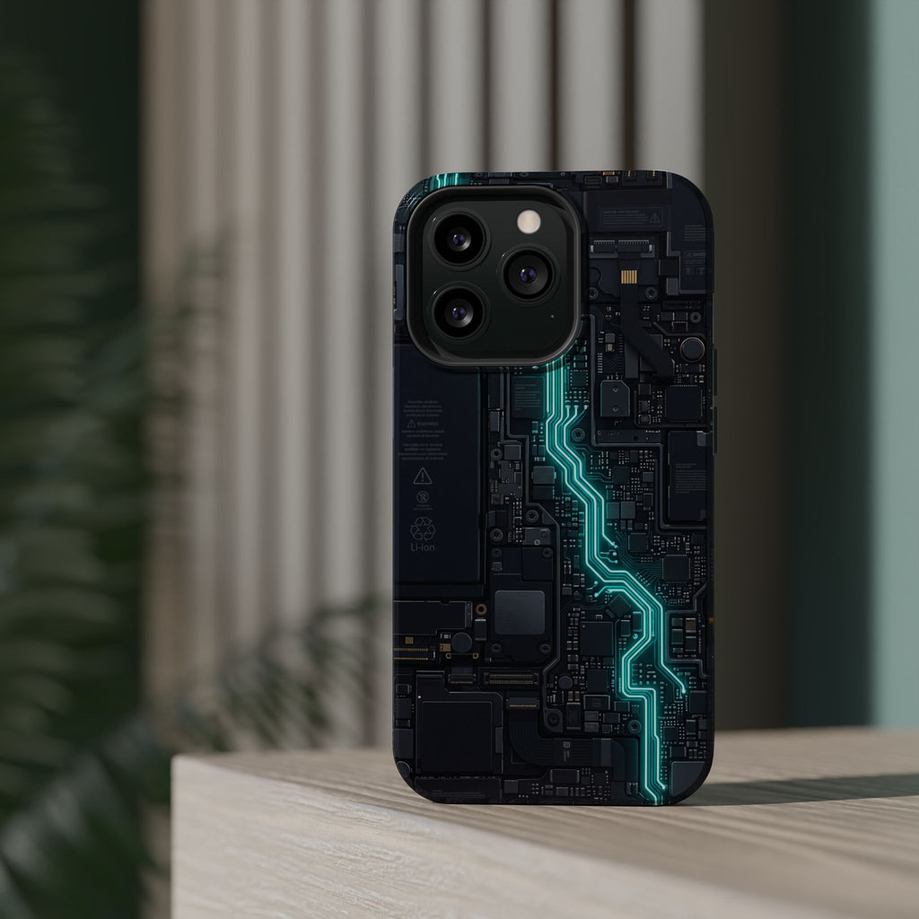 Cyan Bolt Electrician Phone Case — Electric Circuit Wireless Charging Cover