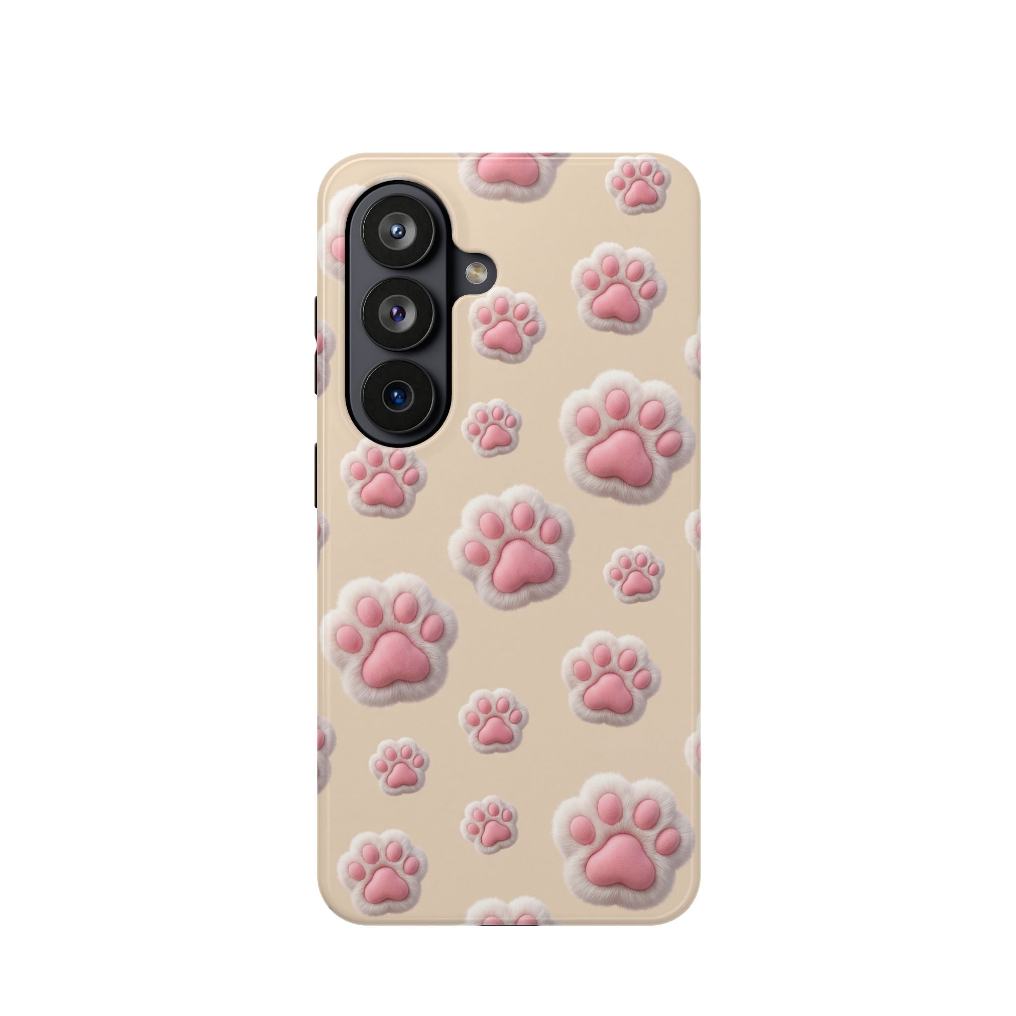 Pink Paw Print Phone Case — Impact-Resistant Wireless Charging Cover