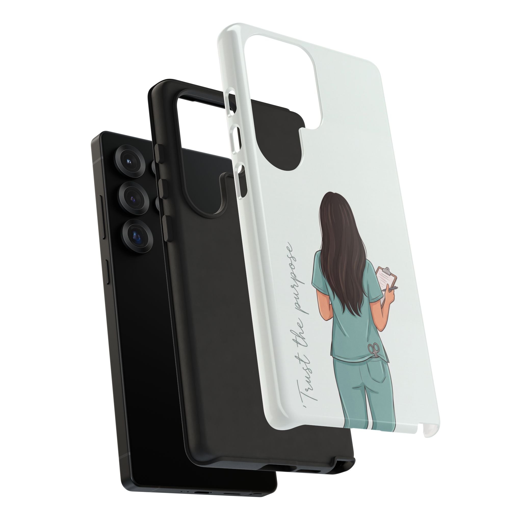 "Trust the Purpose" Nurse Phone Case | Illustrated Nurse in Scrubs Design | iPhone & Samsung