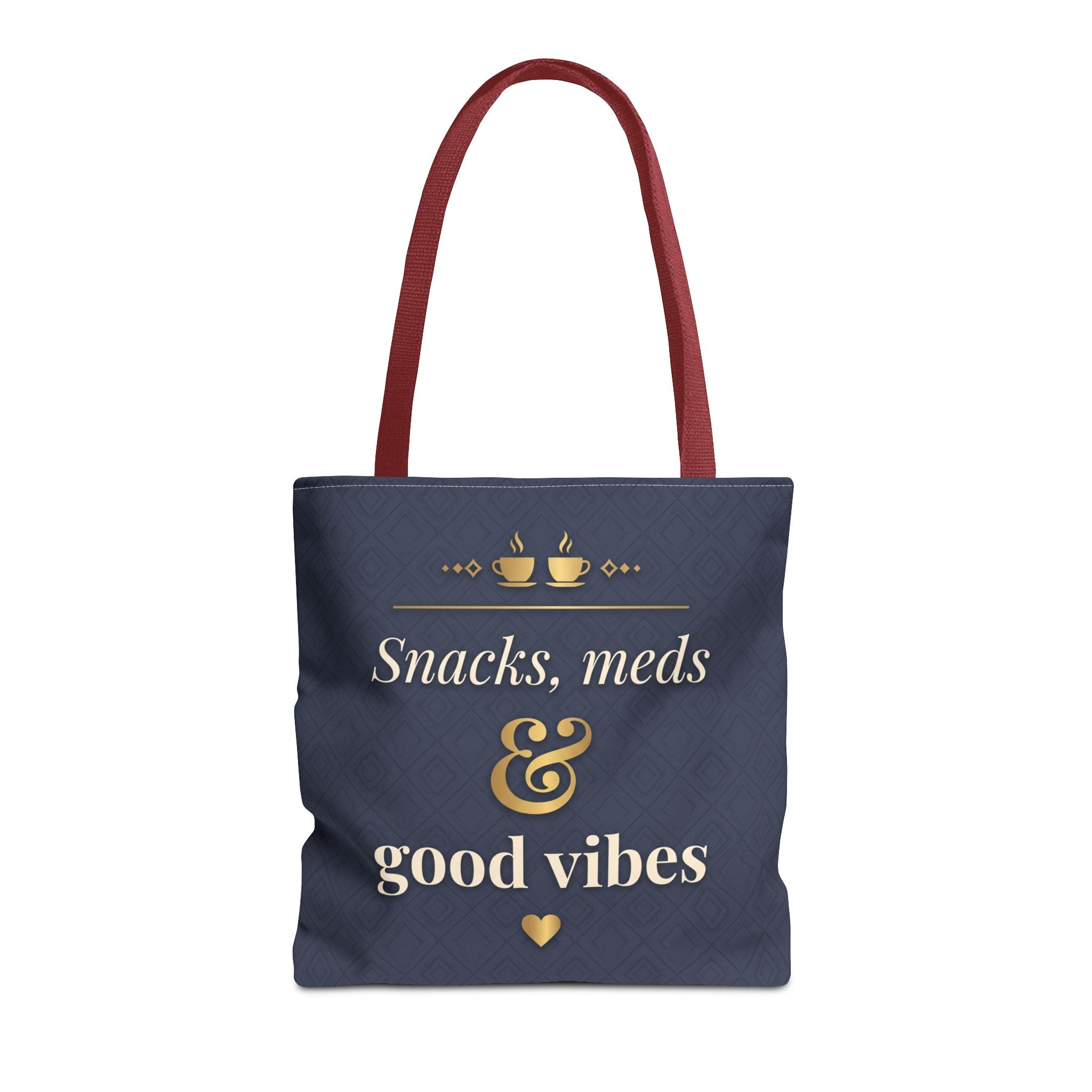 Snacks Meds & Good Vibes Tote | Funny Nurse Gift Tote Bag | Healthcare Worker Humour Gift | Premium Polyester Carry-All