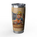 Personalized Electrician Mascot Tumbler – Custom Name Kraft Paper Design 20 oz